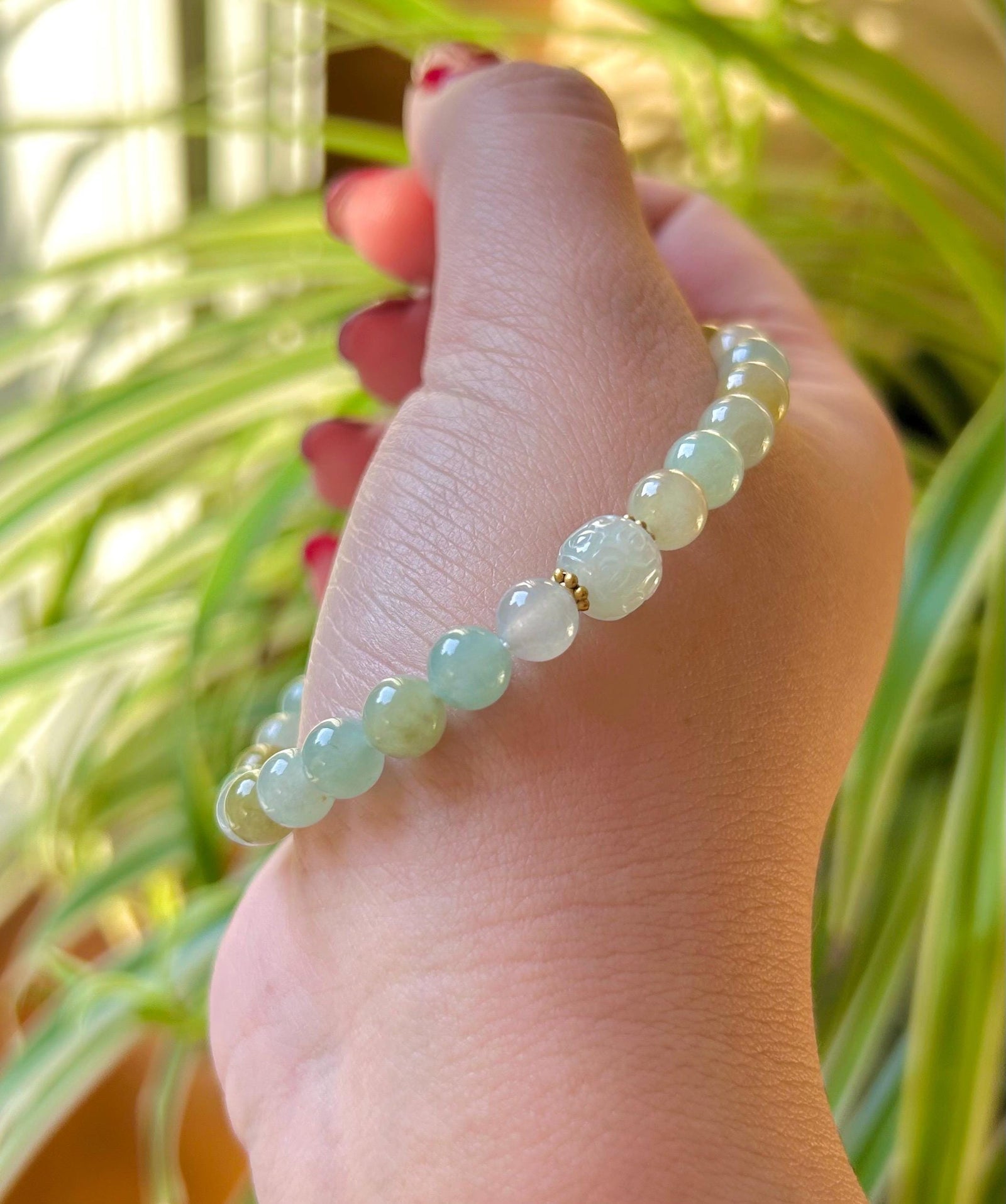 Jadeite Jade Beaded Bracelet Handmade Jewelry New Year’s Gift Genuine Highly Translucent Icy Type A Burmese 6.5mm Multi-Color Jadeite FeiCui