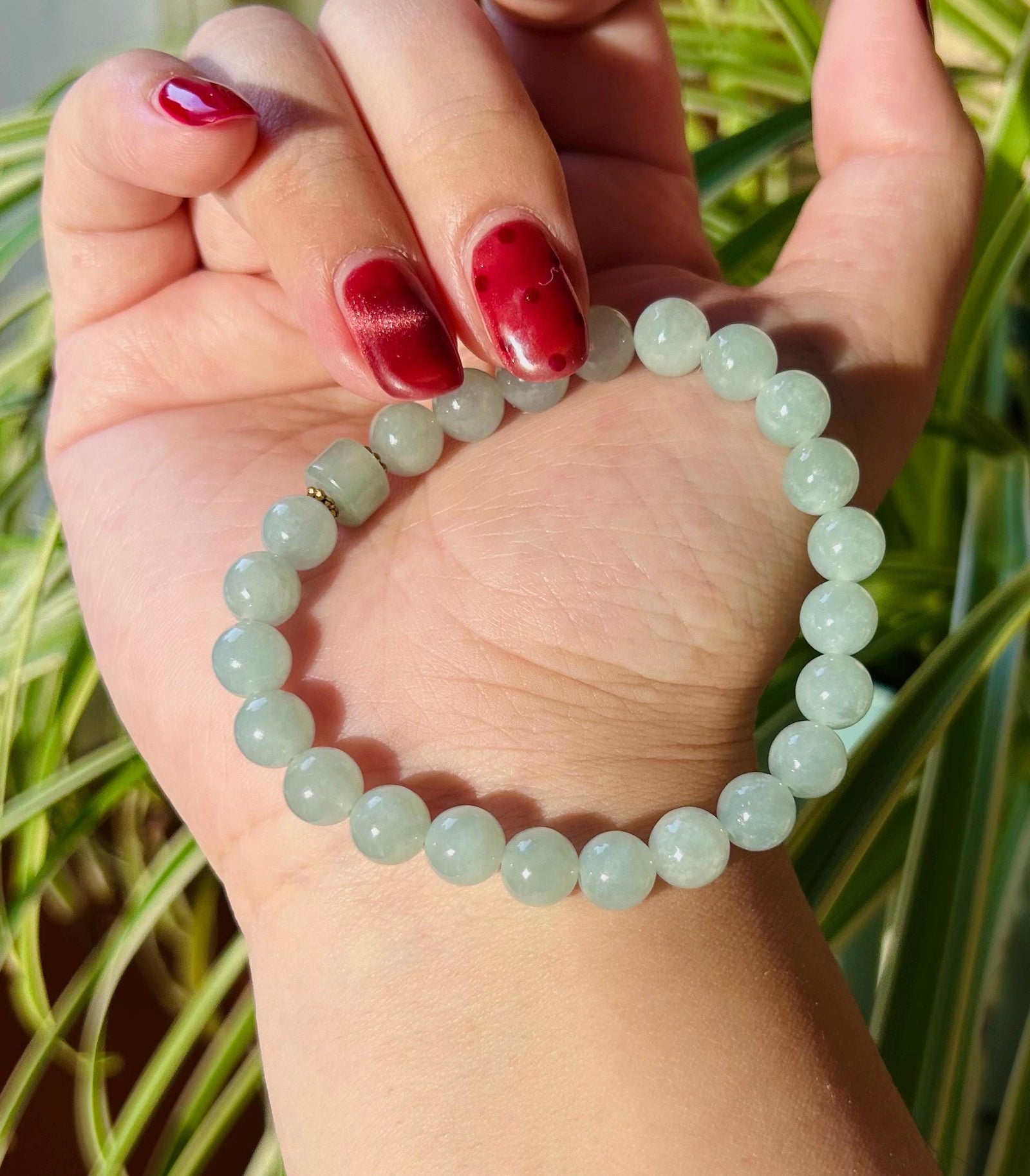 Jadeite Jade Beaded Bracelet Jewelry Lunar New Year’s Gift for Her Natural Burmese Untreated Type A Blue Translucent Icy Jadeite 7.5mm