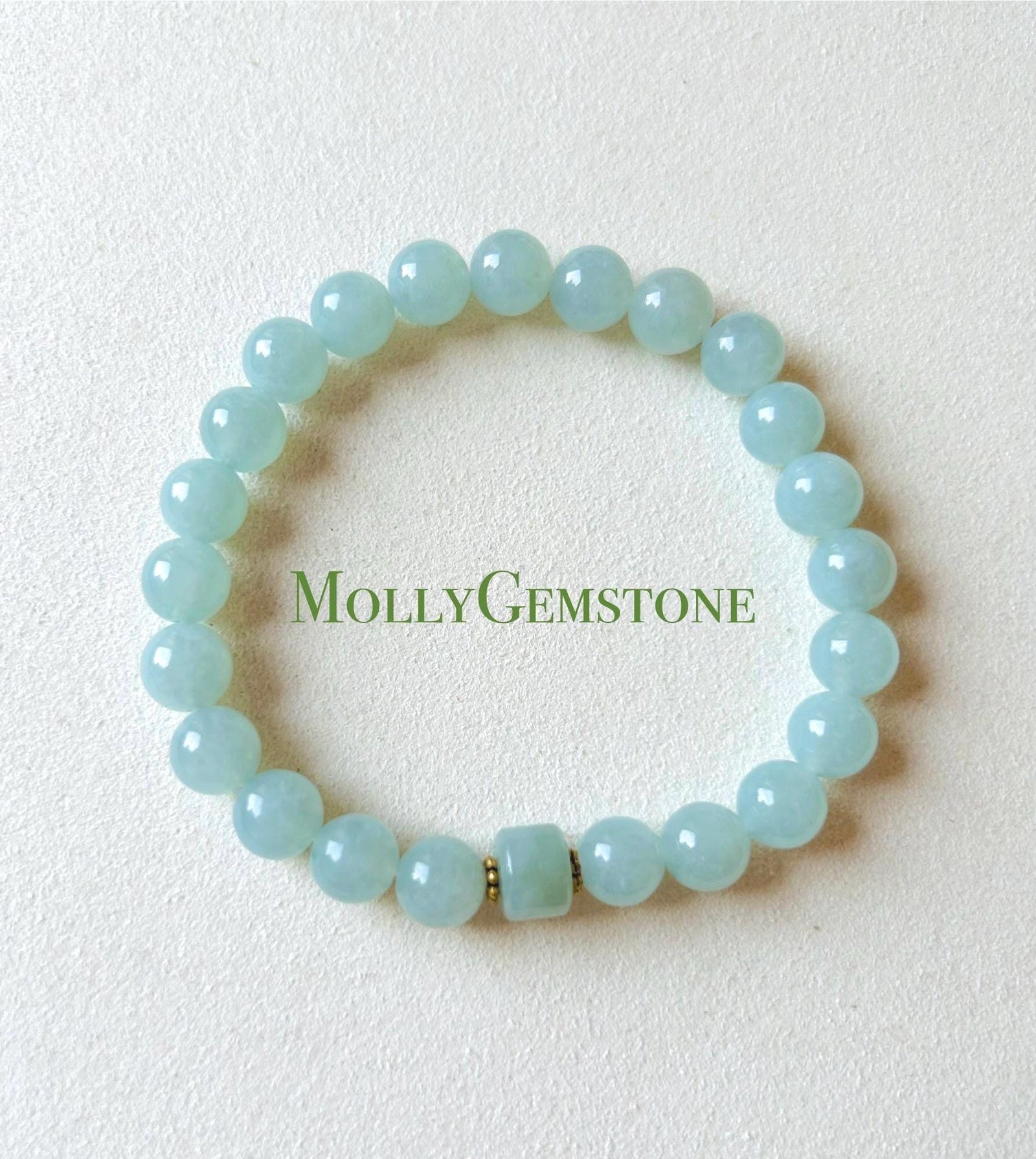 Jadeite Jade Beaded Bracelet Jewelry Lunar New Year’s Gift for Her Natural Burmese Untreated Type A Blue Translucent Icy Jadeite 7.5mm