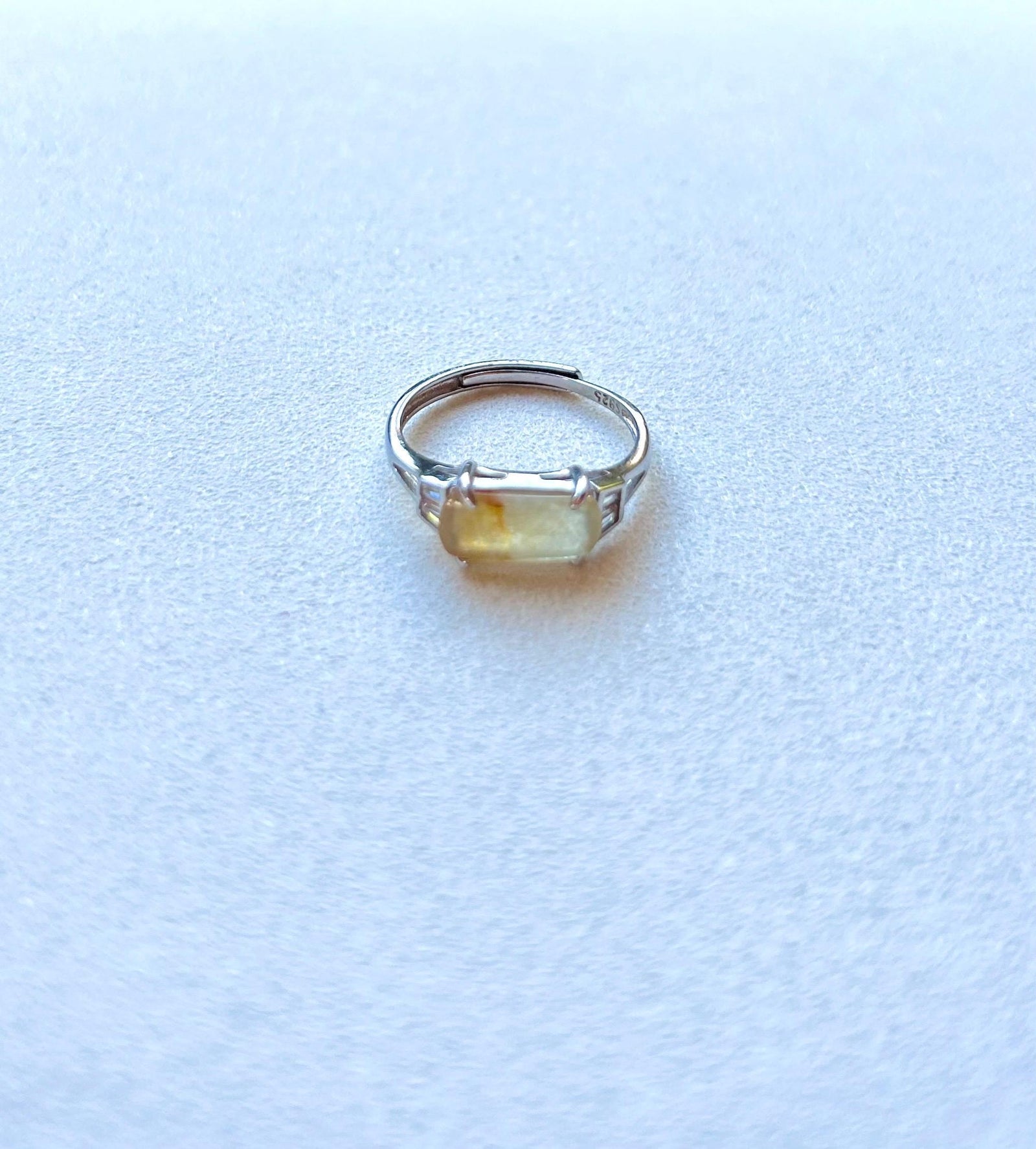 Jadeite Ring Jewelry Burmese Authentic Untreated Translucent Type A Icy Unheated Yellow & Red Floral Jadeite Adjustable Silver Saddle Ring