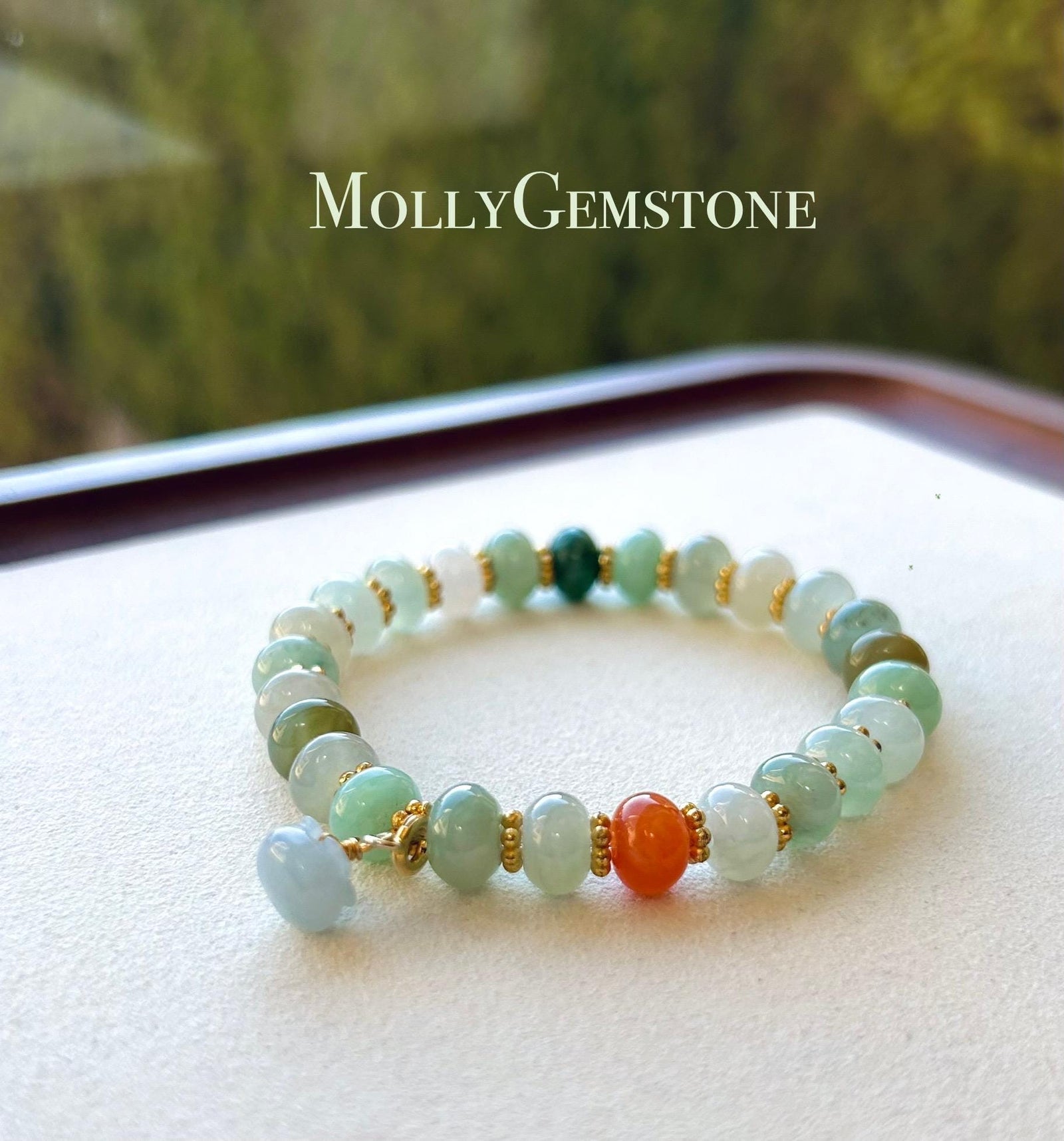 Jadeite Jade Beaded Bracelet Jewelry Natural Burmese Type A Icy Highly Translucent Jadeite Multi-color Candy Color 8mm Drum Bead Jade Gift