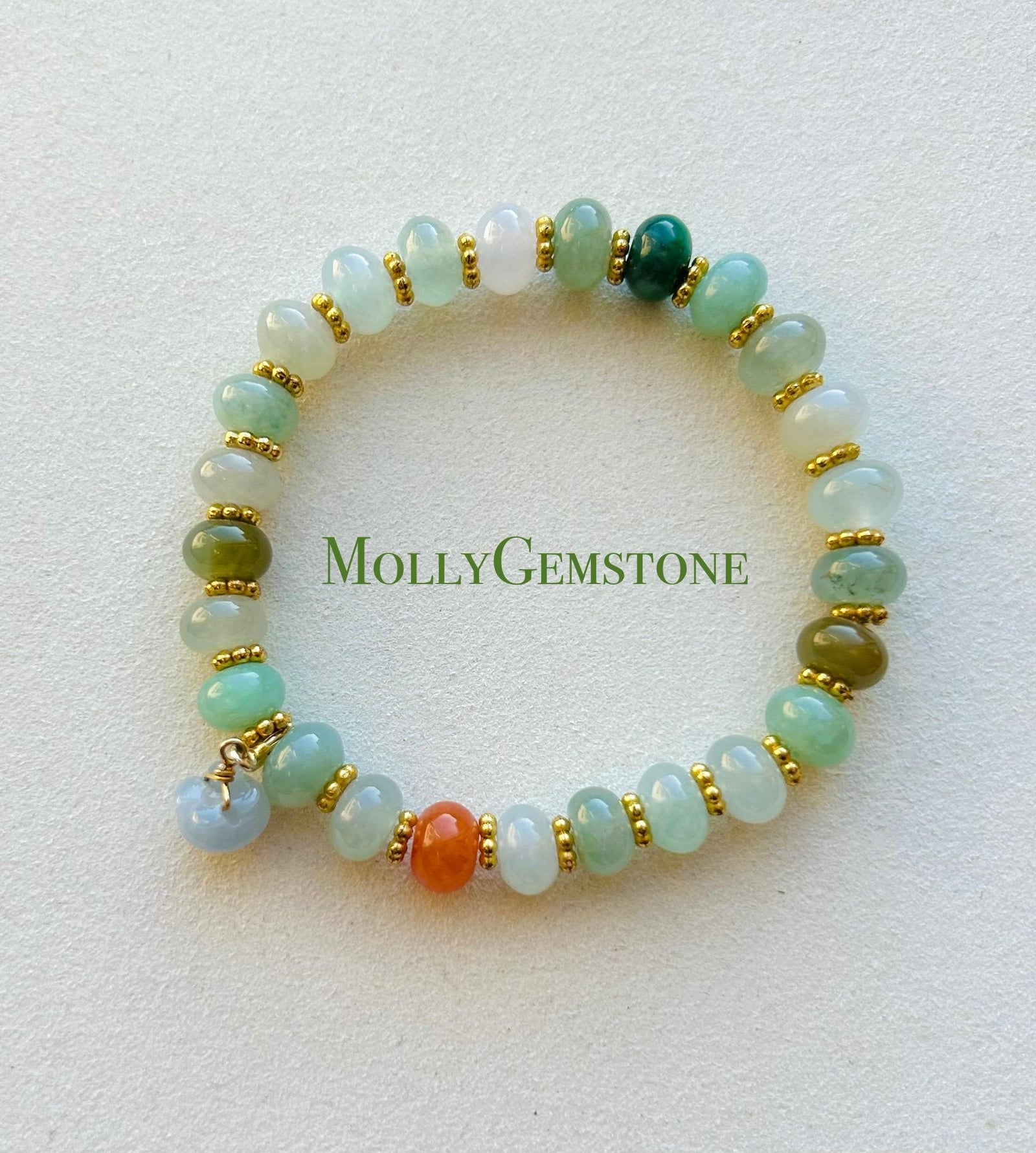 Jadeite Jade Beaded Bracelet Jewelry Natural Burmese Type A Icy Highly Translucent Jadeite Multi-color Candy Color 8mm Drum Bead Jade Gift