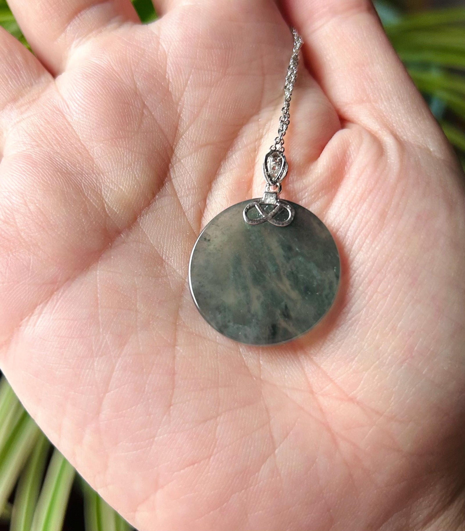 Jadeite Jade Pendant Sterling Silver Necklace Jewelry Burmese Untreated Type A Highly Translucent Icy Wuji(乌鸡) Black Jade New Year Gift 无事牌