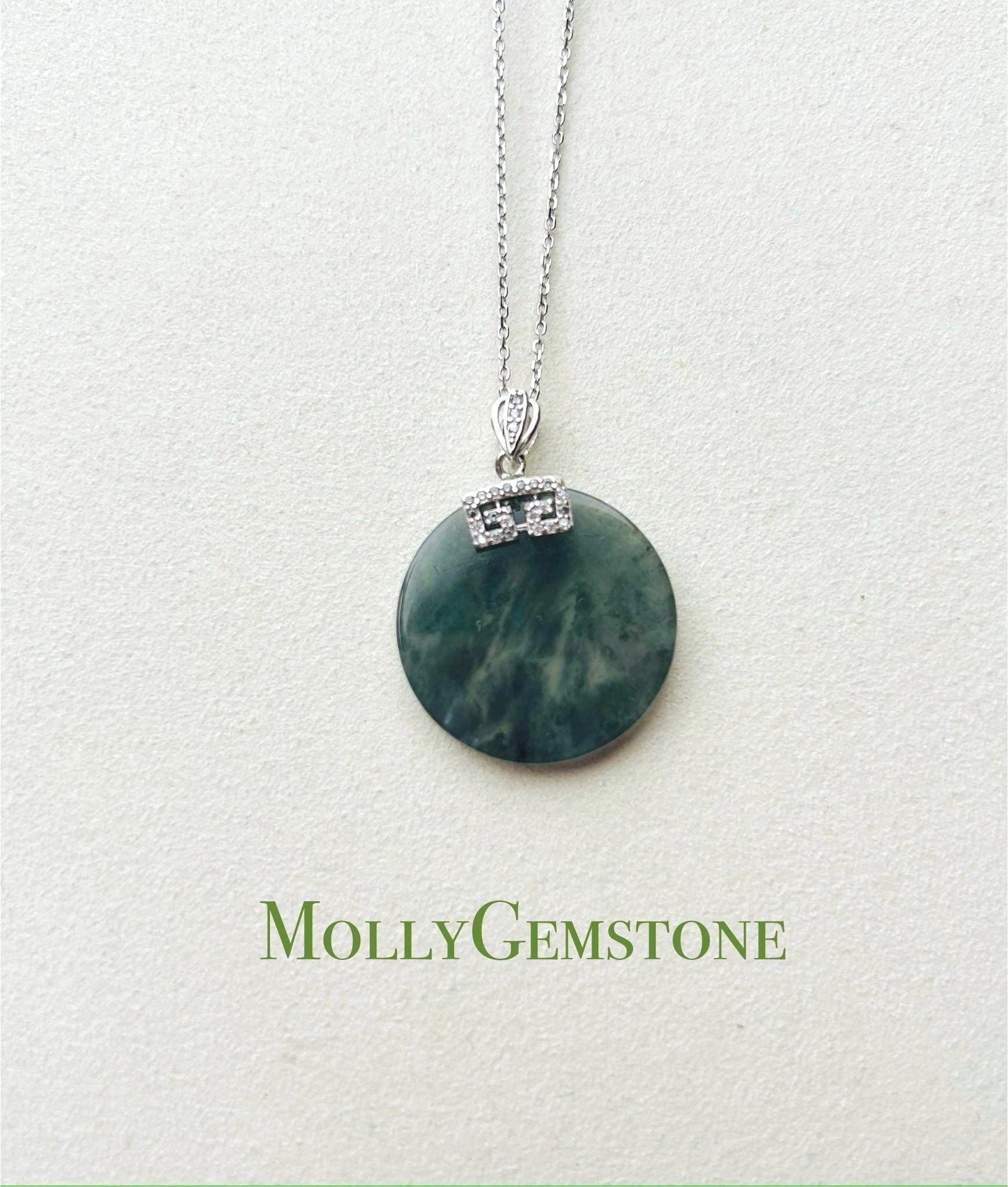 Jadeite Jade Pendant Sterling Silver Necklace Jewelry Burmese Untreated Type A Highly Translucent Icy Wuji(乌鸡) Black Jade New Year Gift 无事牌