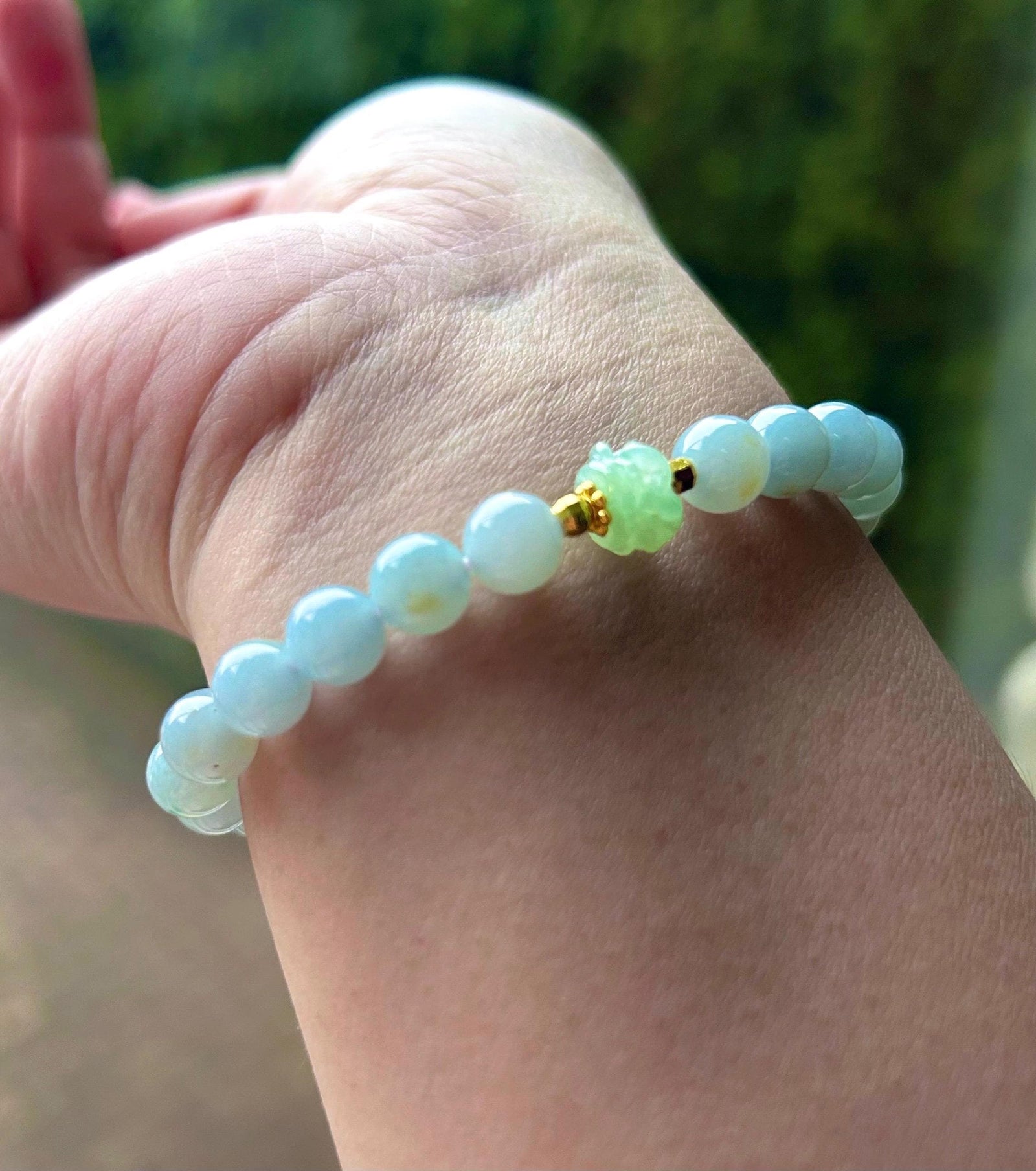 Jadeite Jade Beaded Bracelet Jewelry Authentic Untreated Icy Translucent Type A Burmese RARE Lavender Purple Yellow Floral 7mm Jadeite Gift