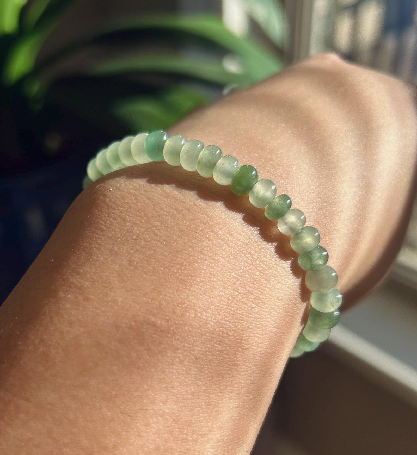 Jadeite Jade Beaded Bracelet Jewelry Natural Burmese Type A Icy Highly Translucent Jadeite Multi Green Color 6mm Drum Bead Jade Gift for Her