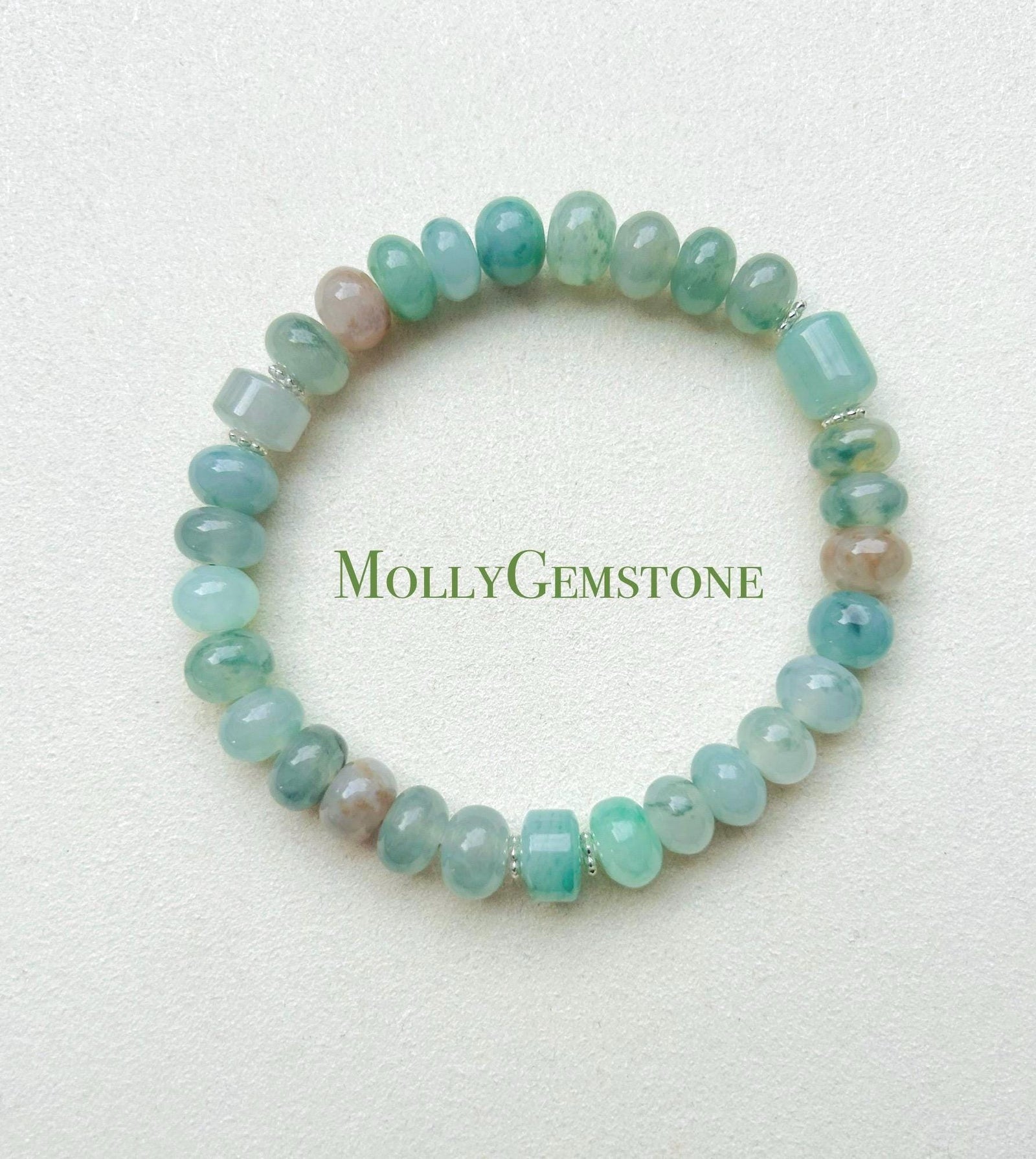 Jadeite Jade Beaded Bracelet Jewelry Natural Burmese Type A Icy High Translucency Jadeite RARE Multi-color 8.5mm Drum Bead Handmade Gift
