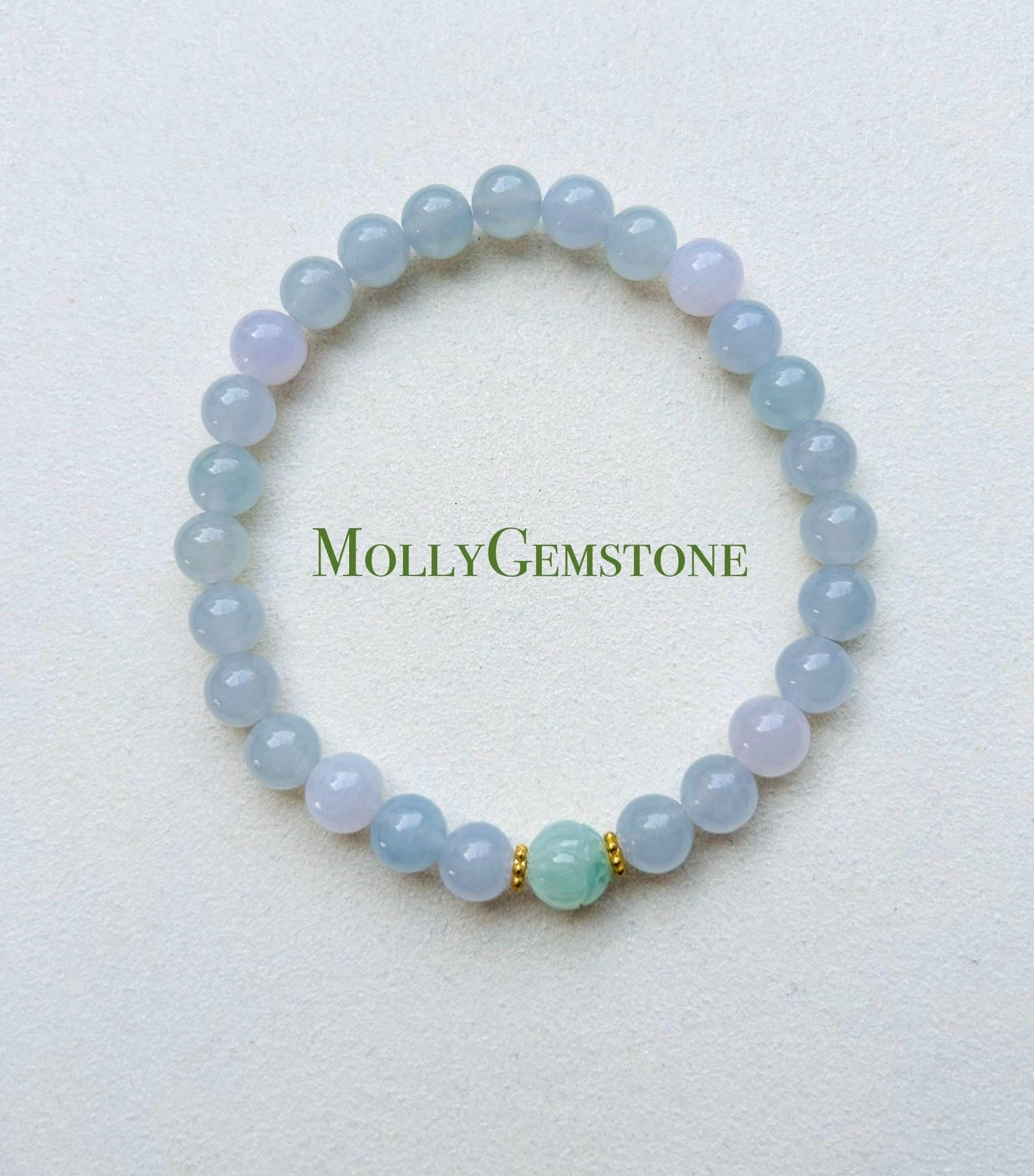 Jadeite Jade Beaded Bracelet Jewelry Untreated Icy Super High Translucency Type A Burmese Lavender Pink Purple & Blue 6.8mm Gift for Her