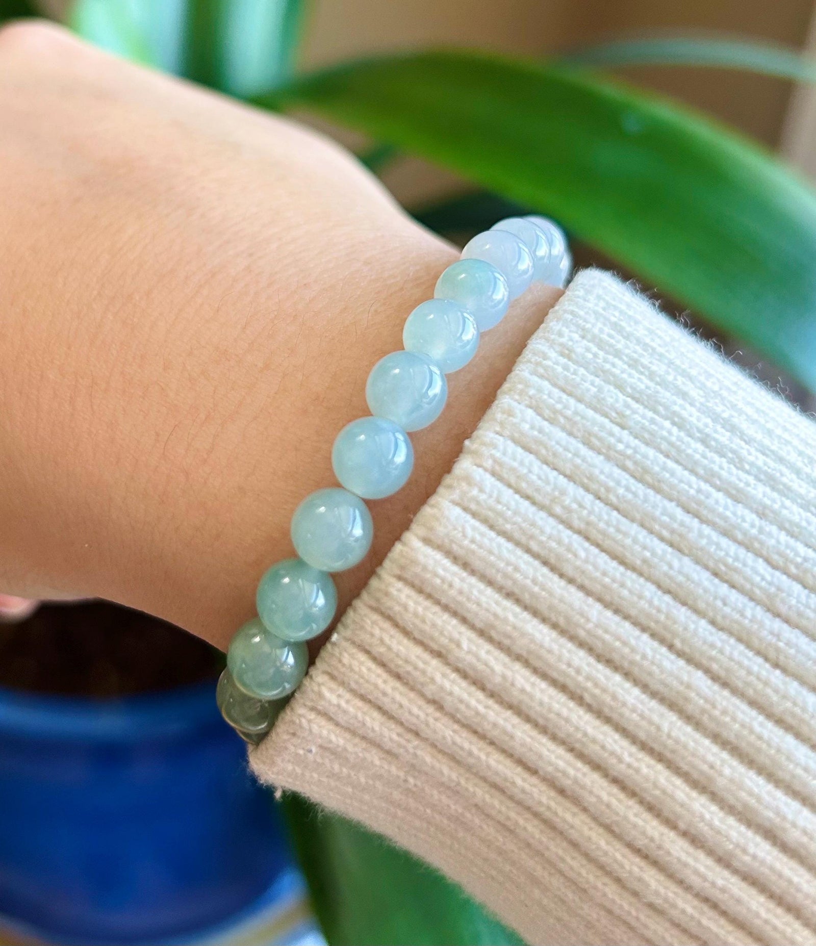 Jadeite Jade Beaded Bracelet Jewelry Natural Burmese Type A Icy Highly Translucent Jadeite MultiColor Rainbow Feicui 7mm Handmade Gift