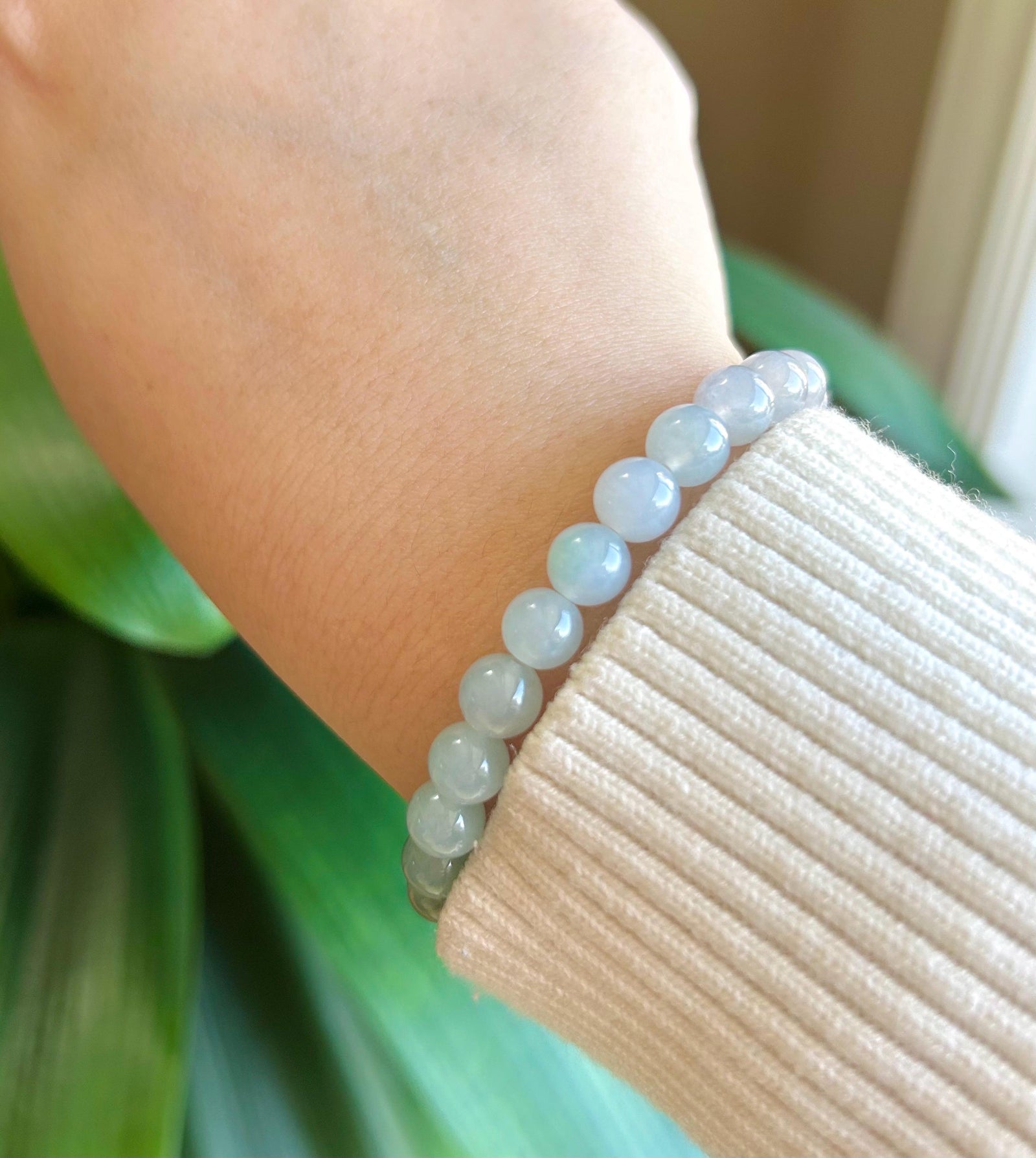 Jadeite Jade Beaded Bracelet Jewelry Natural Burmese Type A Icy Highly Translucent Jadeite MultiColor Rainbow Feicui 7mm Handmade Gift