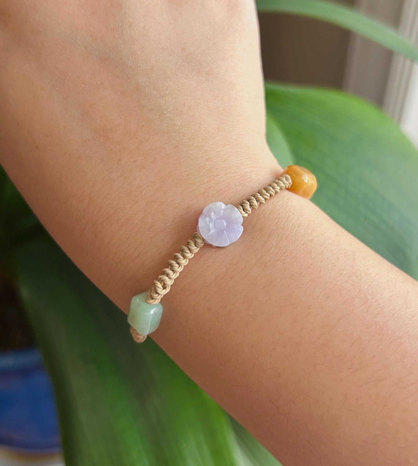 Jadeite Jade Braided Bracelet Jewelry Gift Untreated Burmese Jadeite Translucen Icy Multicolor Type A Handwoven Money Flower Bracelet (有钱花)