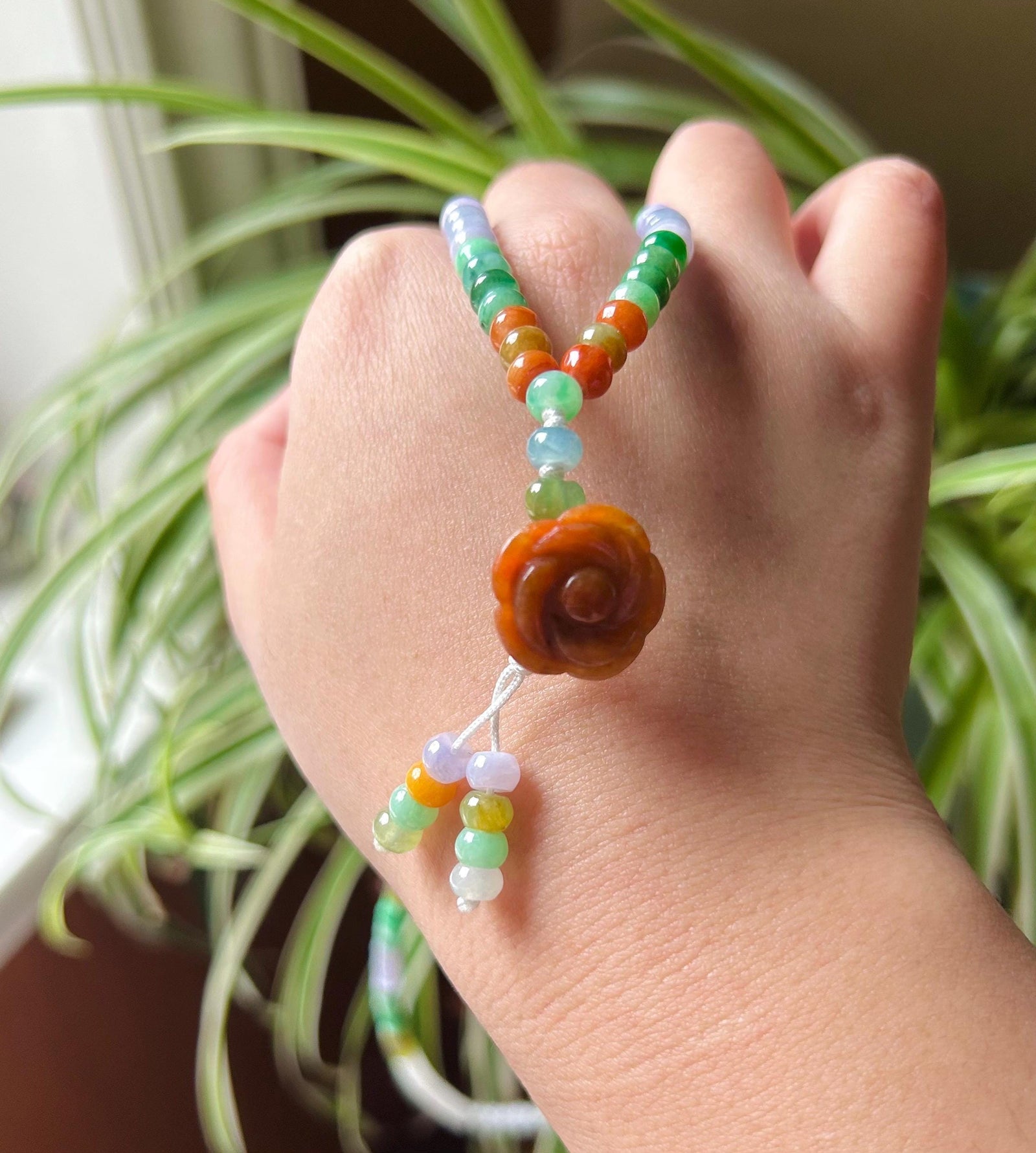 Jadeite Jade Beaded Necklace Handmade Jewelry Gift for Her Authentic Grade A Icy Translucent Burmese Multicolor Jadeite Sweater Necklace