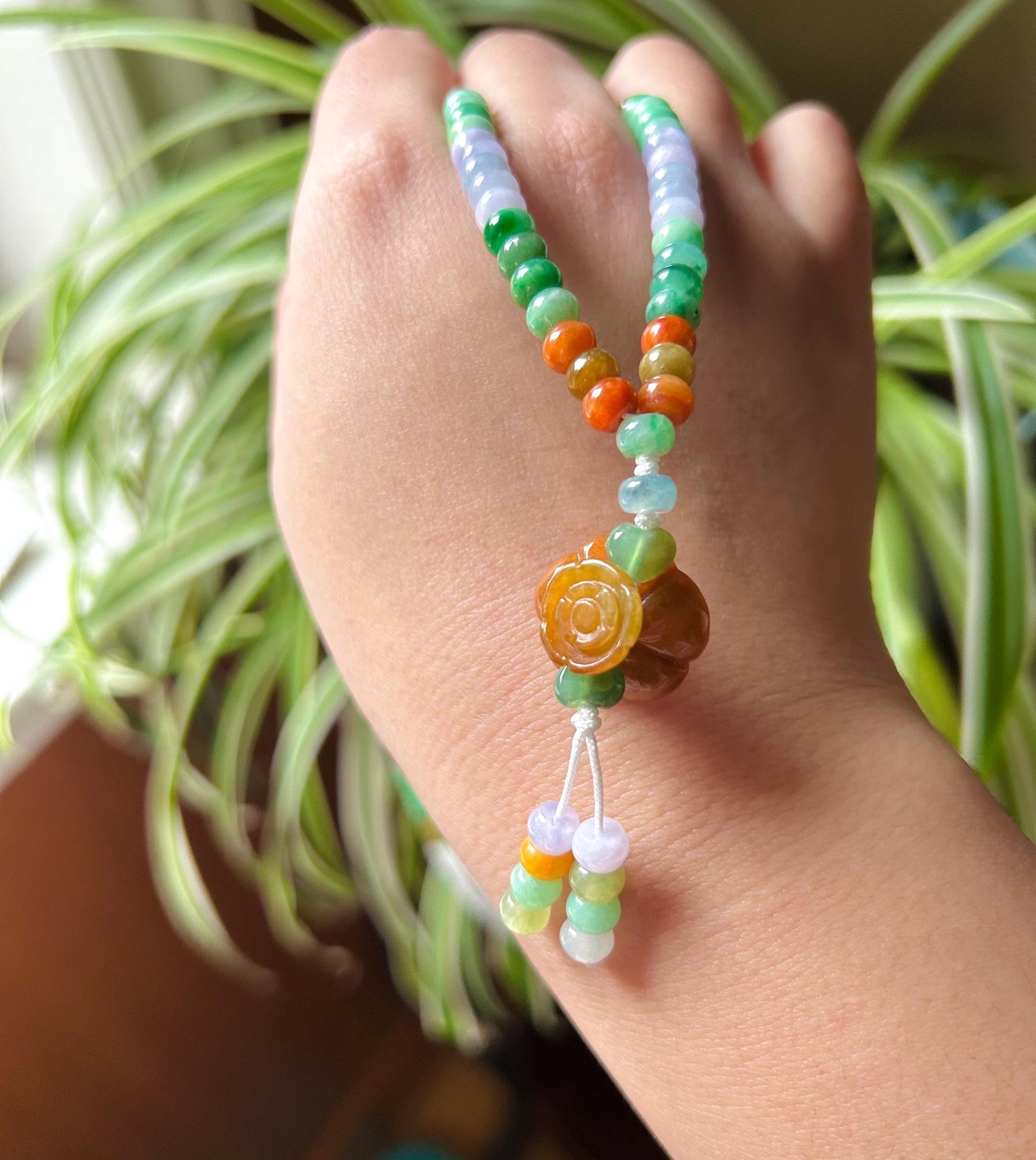 Jadeite Jade Beaded Necklace Handmade Jewelry Gift for Her Authentic Grade A Icy Translucent Burmese Multicolor Jadeite Sweater Necklace
