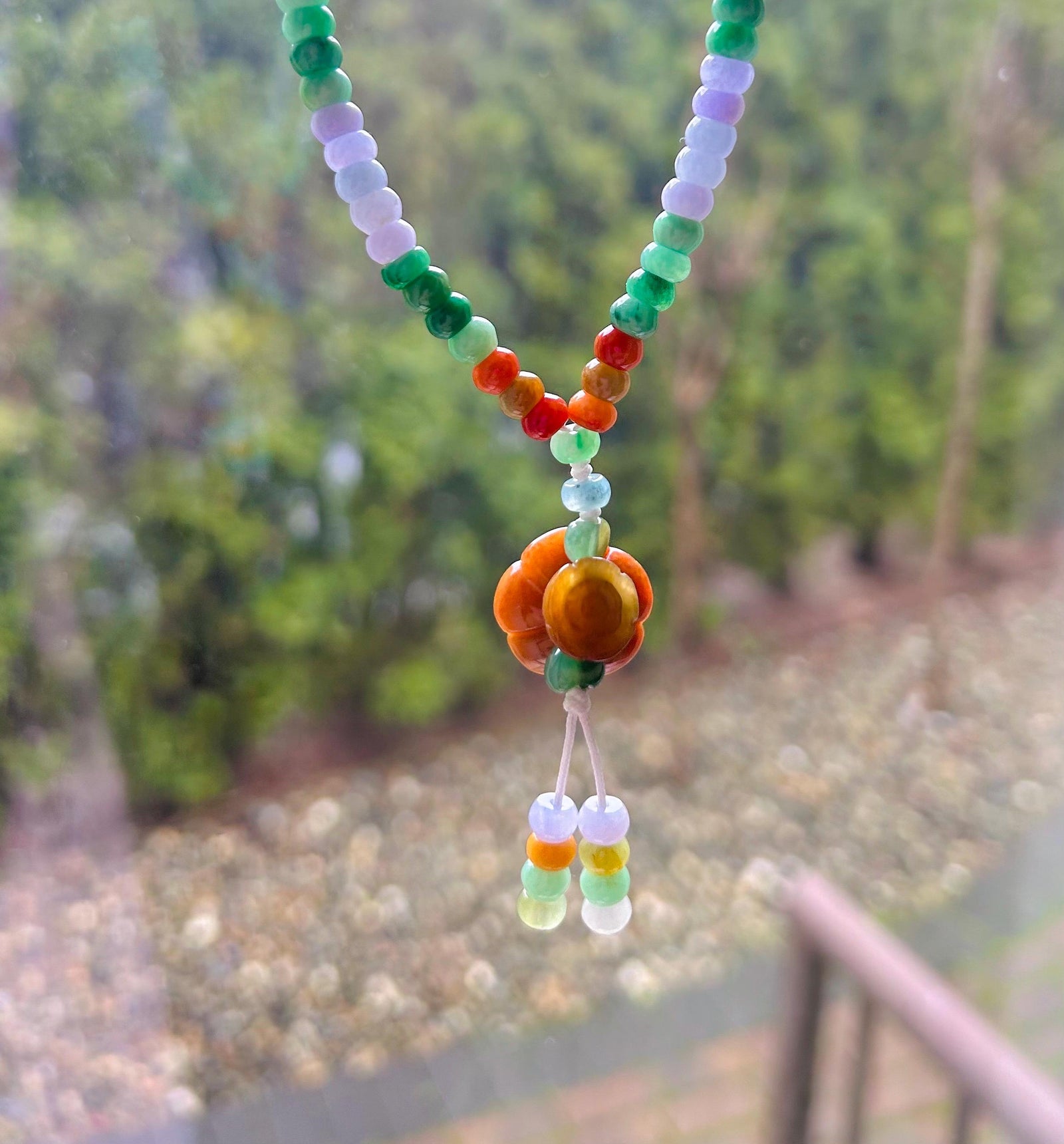 Jadeite Jade Beaded Necklace Handmade Jewelry Gift for Her Authentic Grade A Icy Translucent Burmese Multicolor Jadeite Sweater Necklace