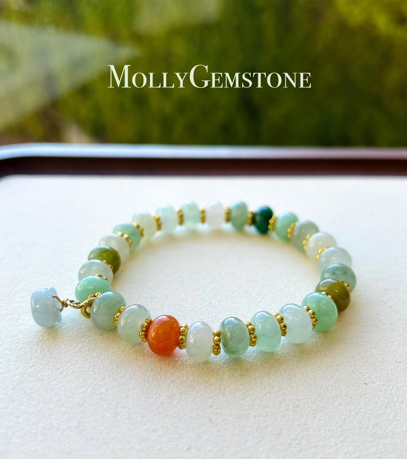Jadeite Jade Beaded Bracelet Jewelry Natural Burmese Type A Icy Highly Translucent Jadeite Multi-color Candy Color 8mm Drum Bead Jade Gift