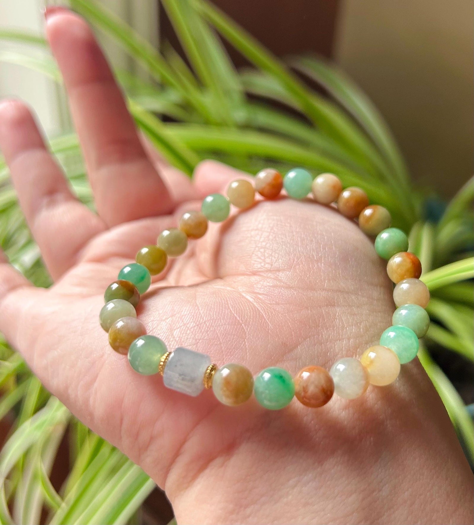 Jadeite Jade Beaded Bracelet Handmade Jewelry Gift for Her Natural Burmese Grade A Untreated Translucent Icy RARE MultiColor Jade 7mm