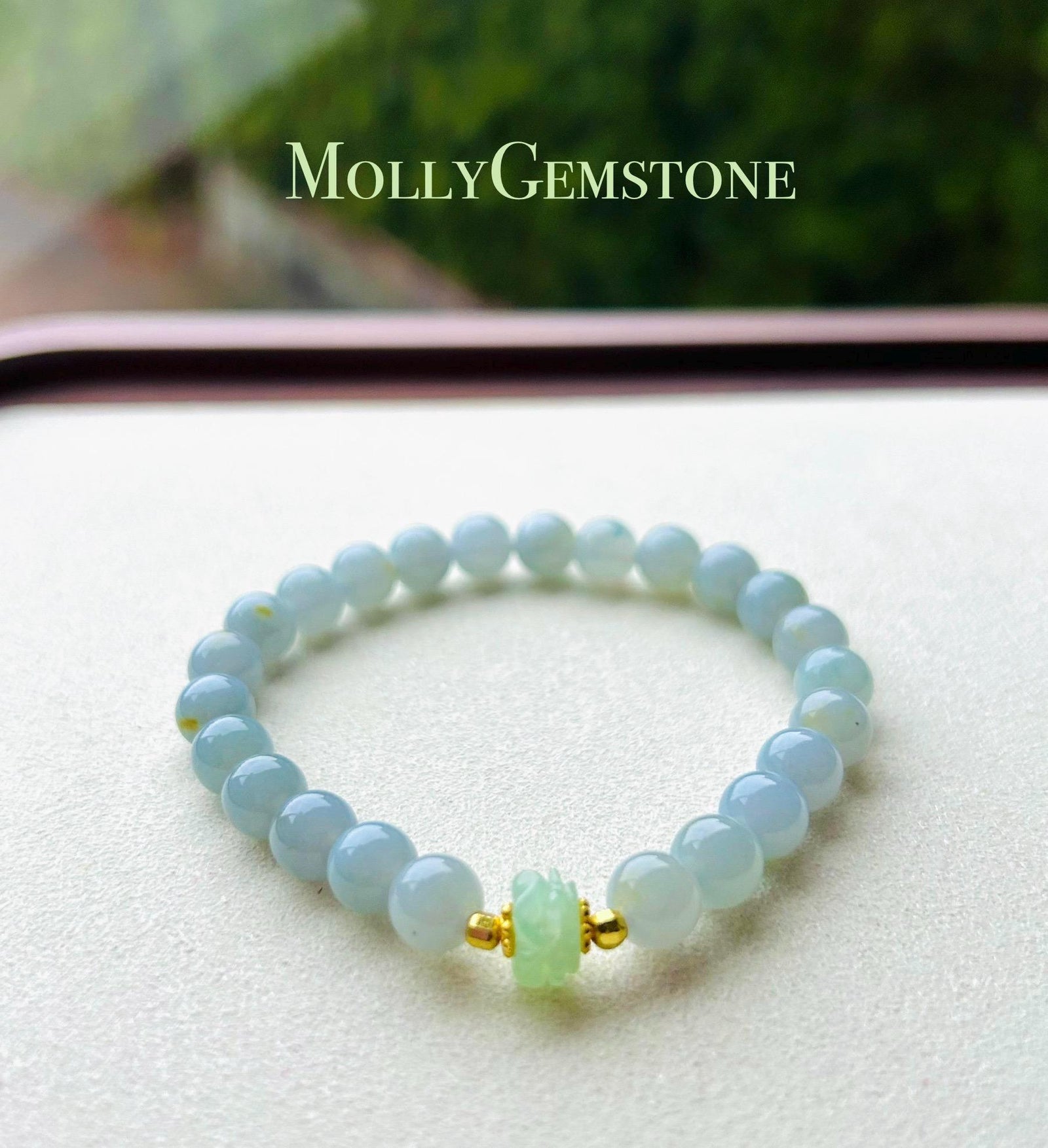 Jadeite Jade Beaded Bracelet Jewelry Authentic Untreated Icy Translucent Type A Burmese RARE Lavender Purple Yellow Floral 7mm Jadeite Gift
