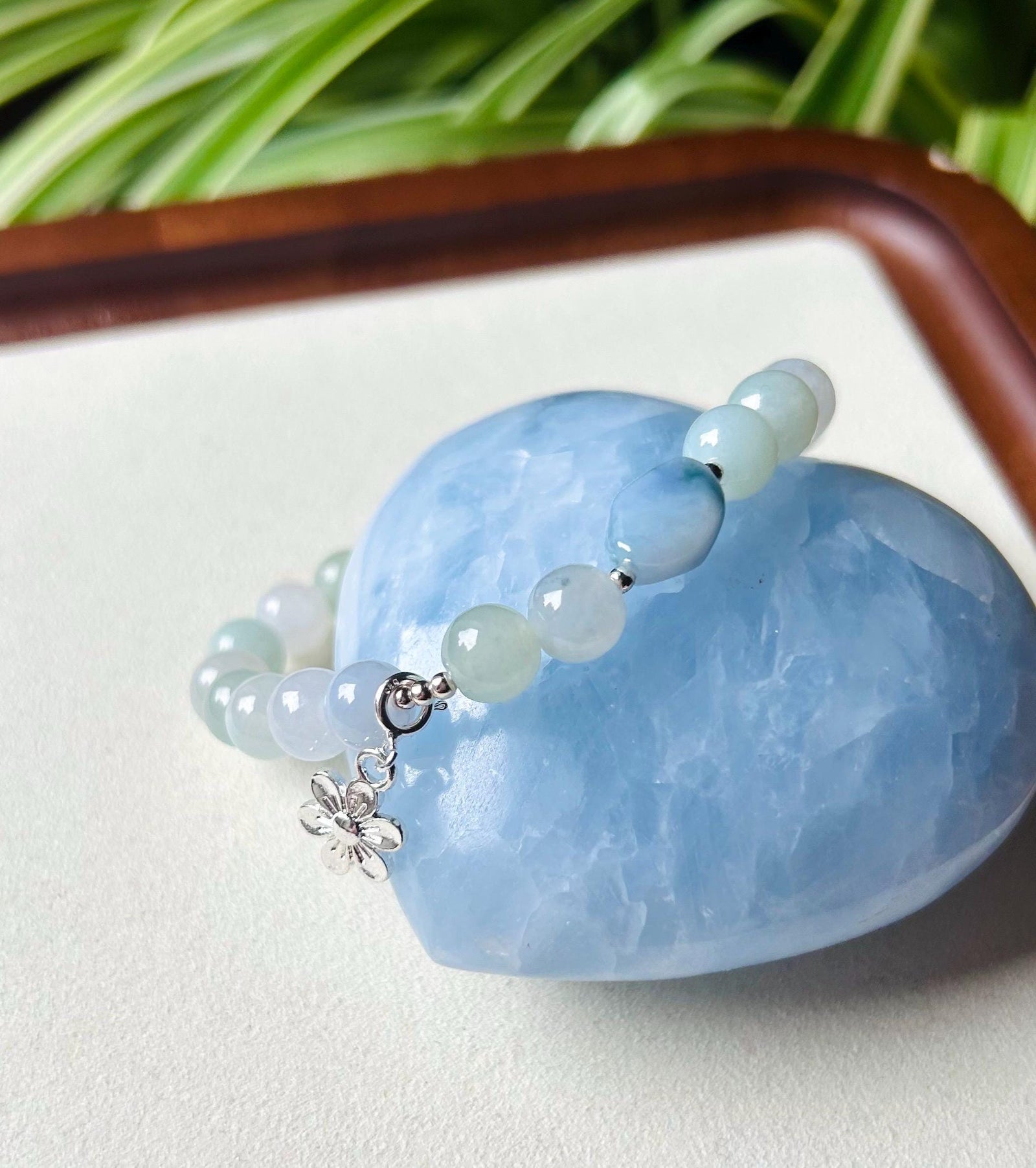 Jadeite Jade Beaded Bracelet Handmade Jewelry Gift for Her Authentic Burmese Grade A Icy Translucent Lavender Purple, Green & Blue 7.3mm