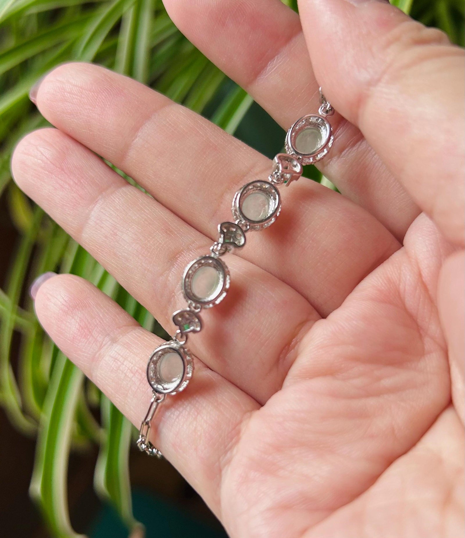 Jadeite Jade Bracelet Jewelry Authentic Untreated Icy Highly Translucent Burmese Type A Jadeite Icy White Jadeite & Sterling Silver