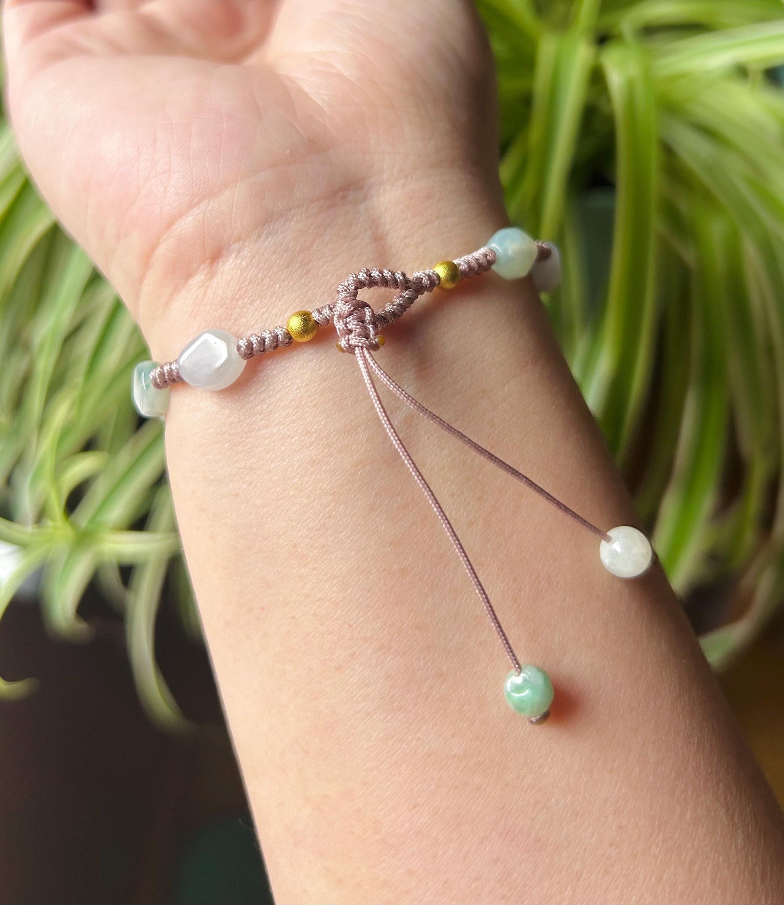 Jadeite Jade Bracelet Jewelry Gift Untreated Burmese Translucent Icy Multicolor Type A Hand-woven Cute Kitty Multi-Shape Beads Bracelet Gift