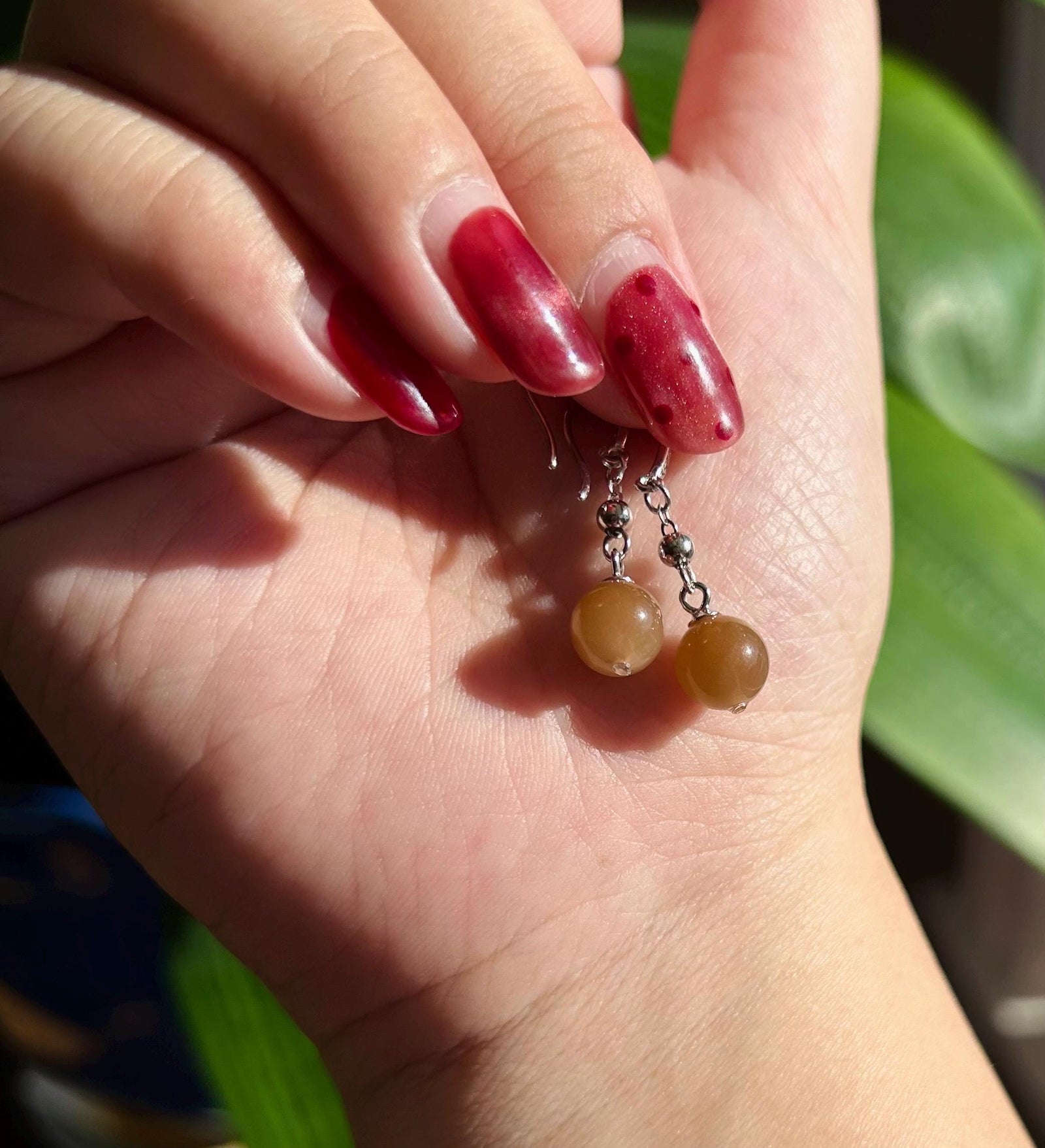Certified Red Jadeite Beaded Earrings Jewelry Gift for Her Natural Untreated Unheated Burmese Translucent Icy Type A Jadeite Sterling Silver