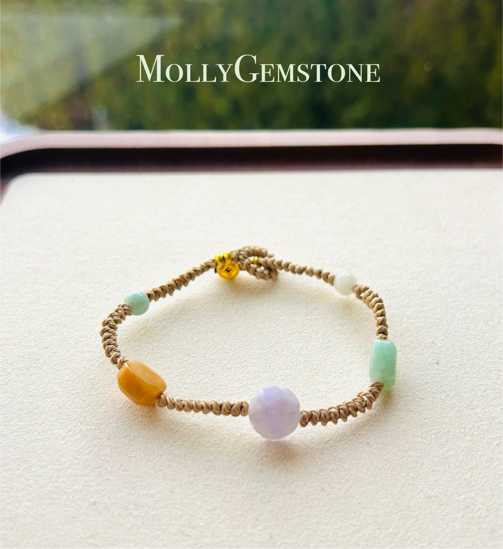 Jadeite Jade Braided Bracelet Jewelry Gift Untreated Burmese Jadeite Translucen Icy Multicolor Type A Handwoven Money Flower Bracelet (有钱花)