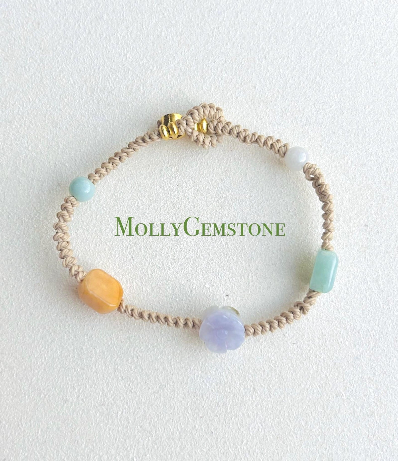 Jadeite Jade Braided Bracelet Jewelry Gift Untreated Burmese Jadeite Translucen Icy Multicolor Type A Handwoven Money Flower Bracelet (有钱花)