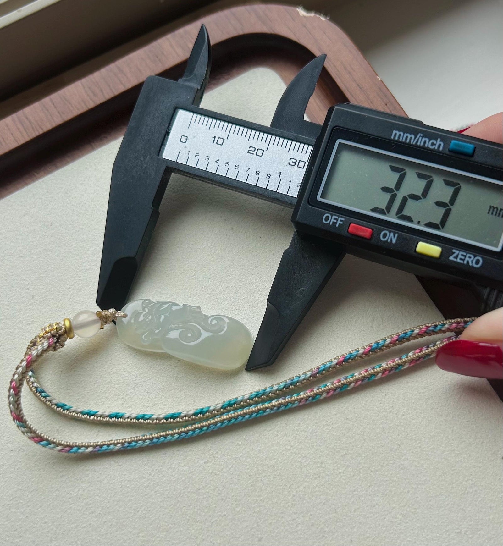 Jadeite Jade Pendant Jewelry Gift Burmese Untreated Type A Highly Translucent Icy White Jadeite Cute Monkey RuYi Pendant Hand-woven Necklace