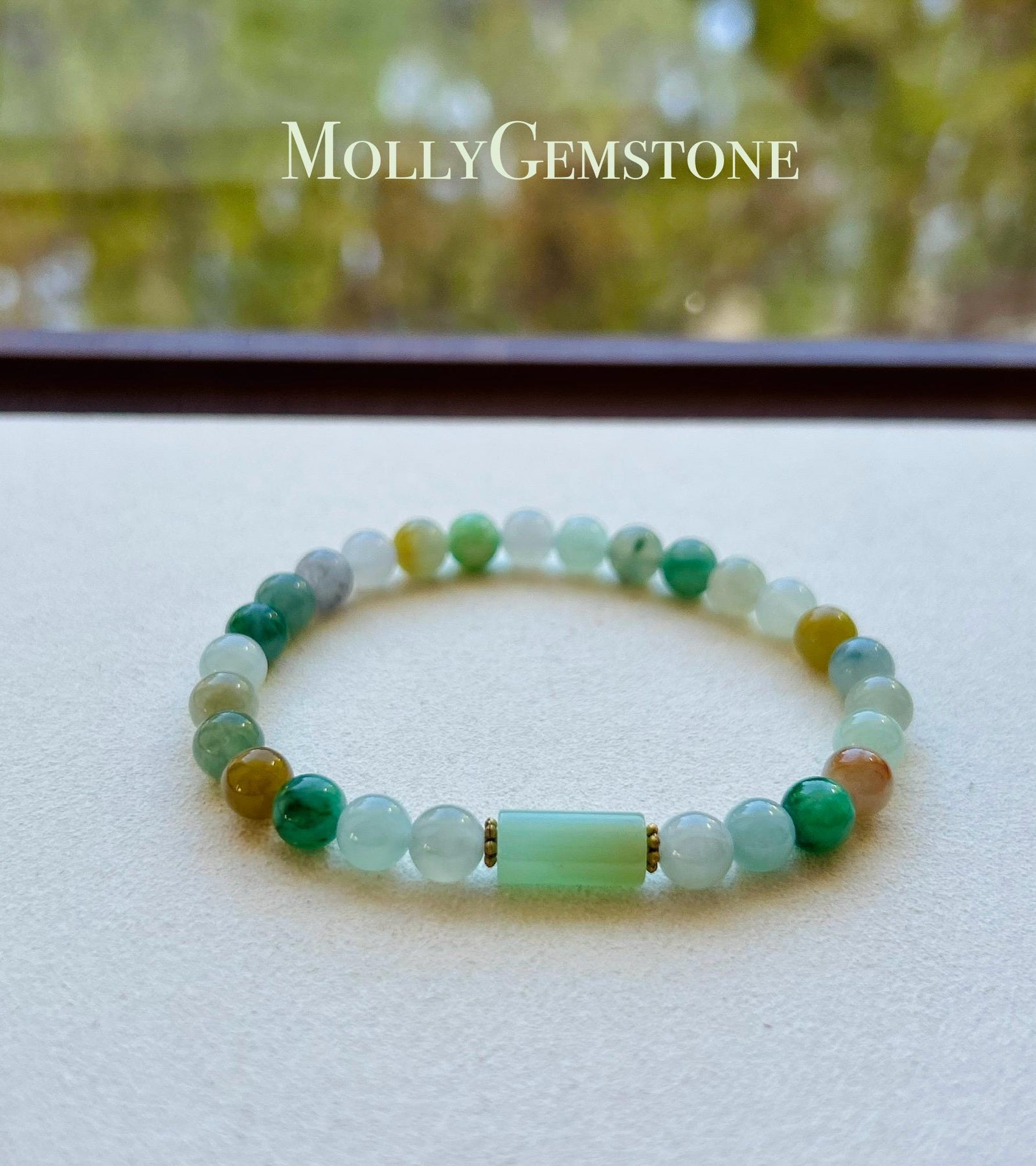 Jadeite Jade Beaded Bracelet Jewelry Natural Untreated Burmese Type A Icy Translucent Jadeite Multi-color Rainbow Feicui 6.2mm Handmade Gift