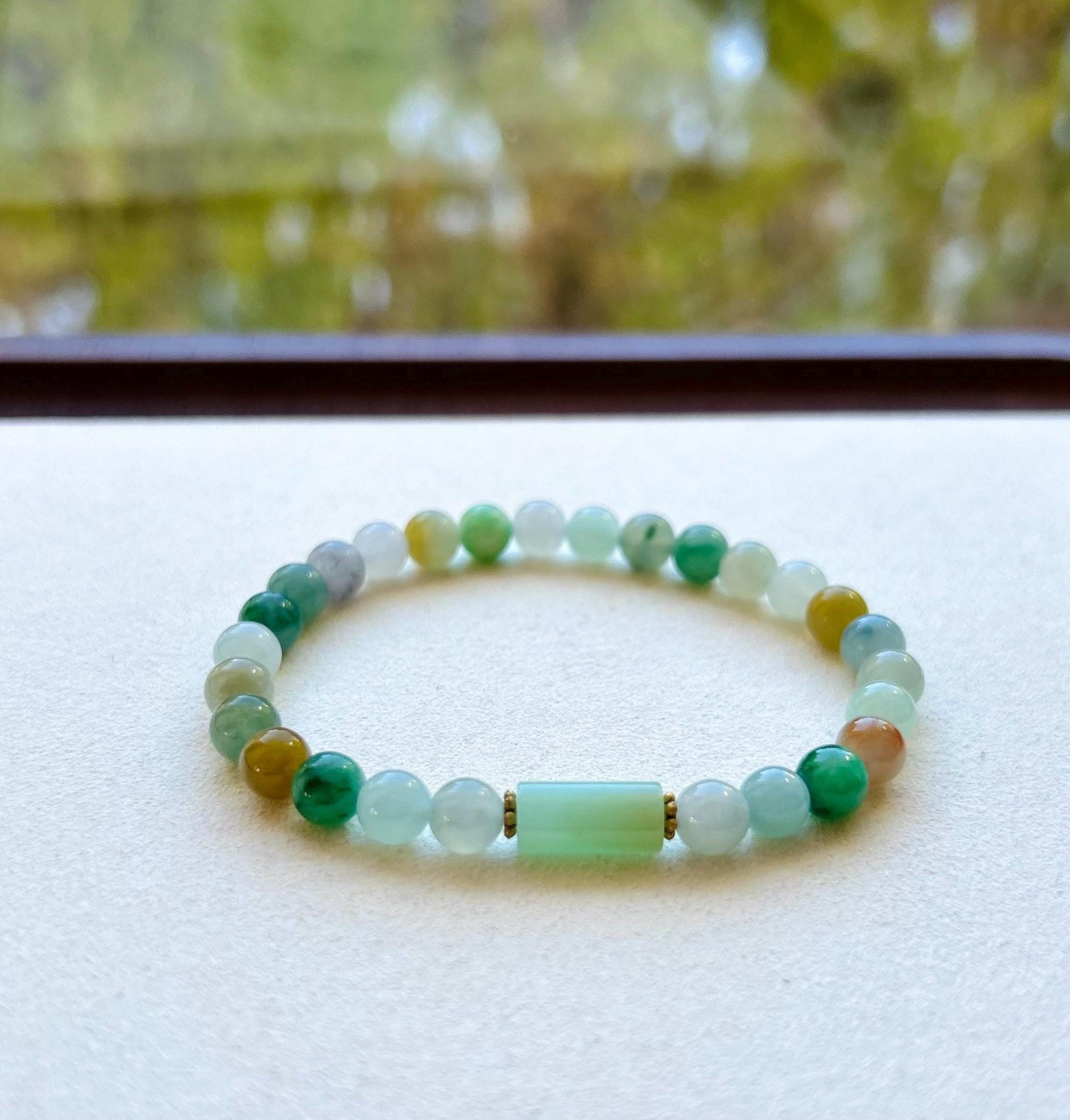 Jadeite Jade Beaded Bracelet Jewelry Natural Untreated Burmese Type A Icy Translucent Jadeite Multi-color Rainbow Feicui 6.2mm Handmade Gift
