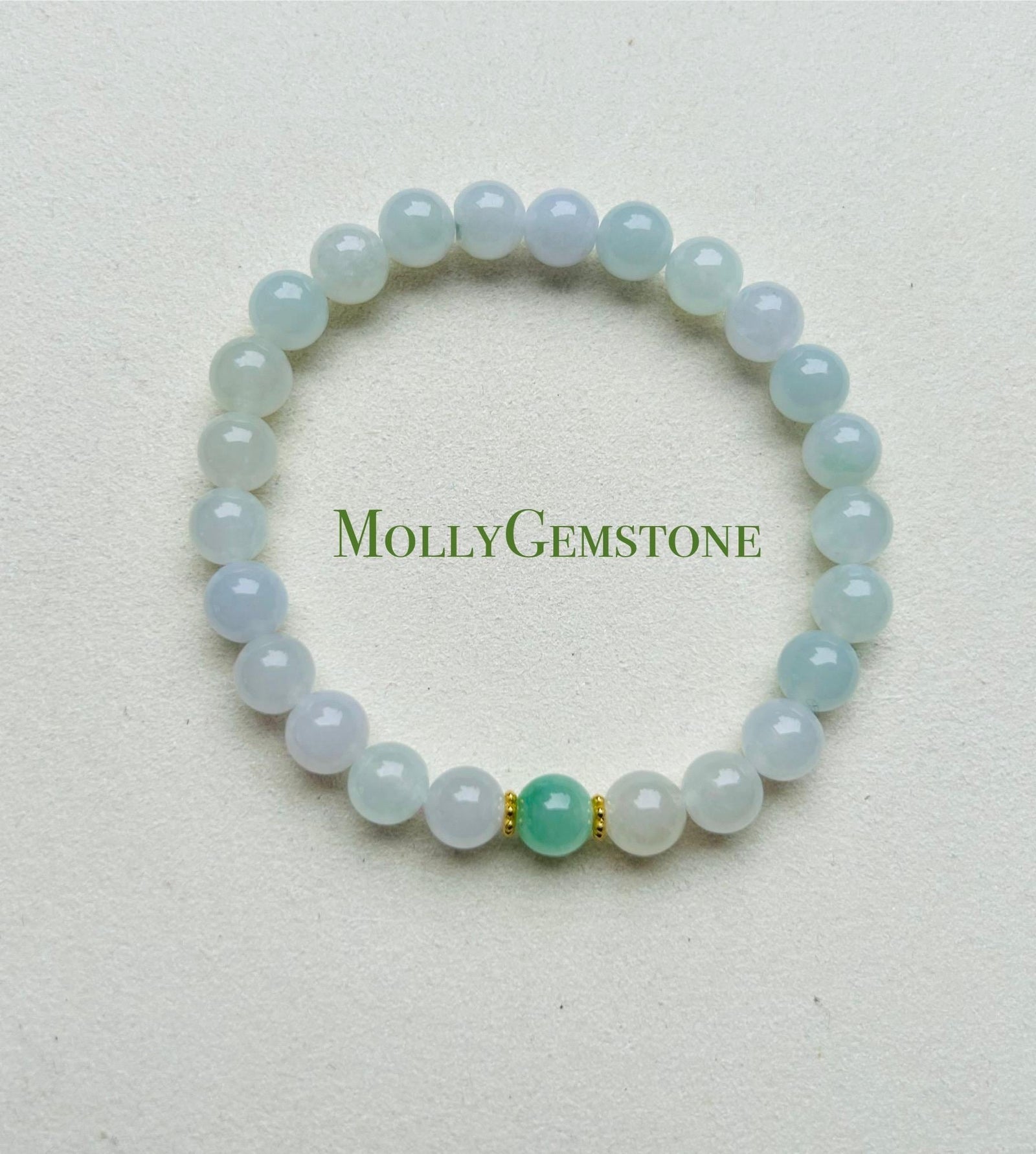 Jadeite Beaded Bracelet Jade Jewelry Perfect Gift for Her Natural Burmese Type A Translucent Icy White & Sweet Green Jadeite 7mm Handcrafted