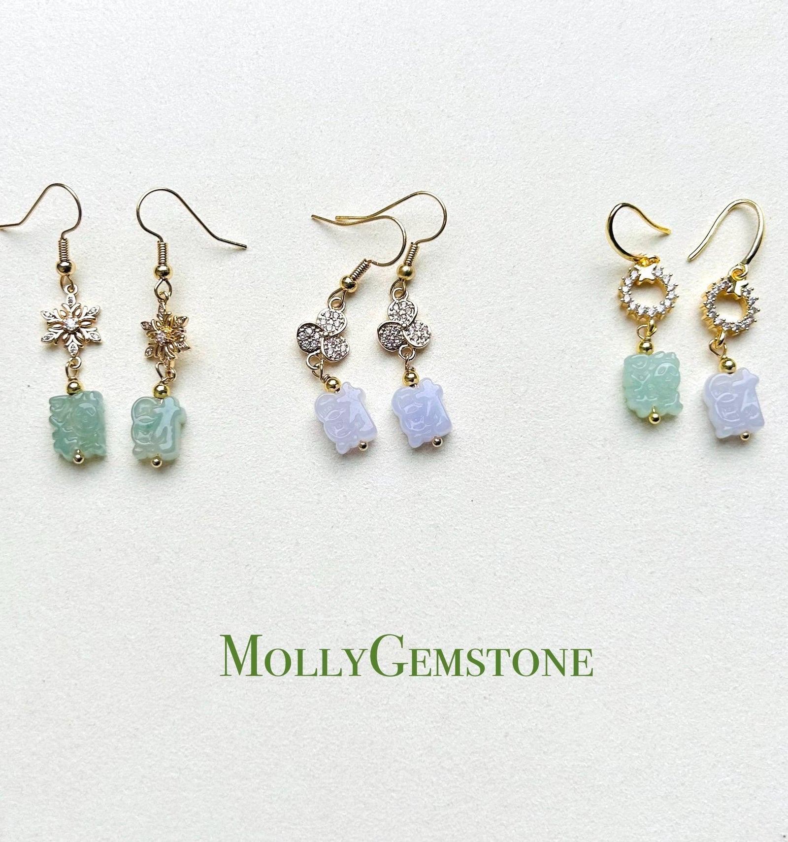 Jadeite Jade Earrings Jewelry Gift for Her Natural Burmese Type A Highly Translucent Icy Jadeite 925 Sterling Silver Wealth & Prosperity