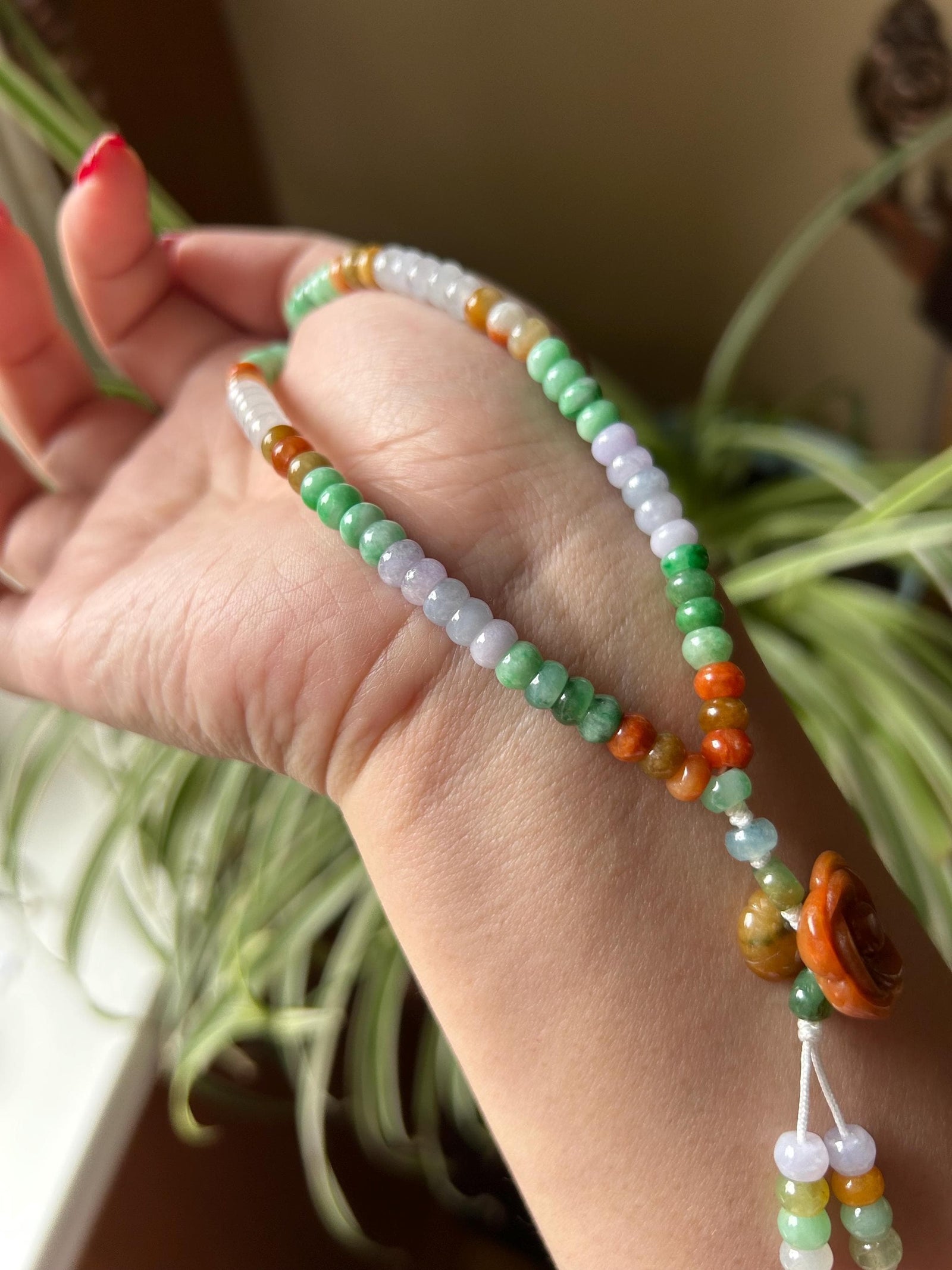 Jadeite Jade Beaded Necklace Handmade Jewelry Gift for Her Authentic Grade A Icy Translucent Burmese Multicolor Jadeite Sweater Necklace