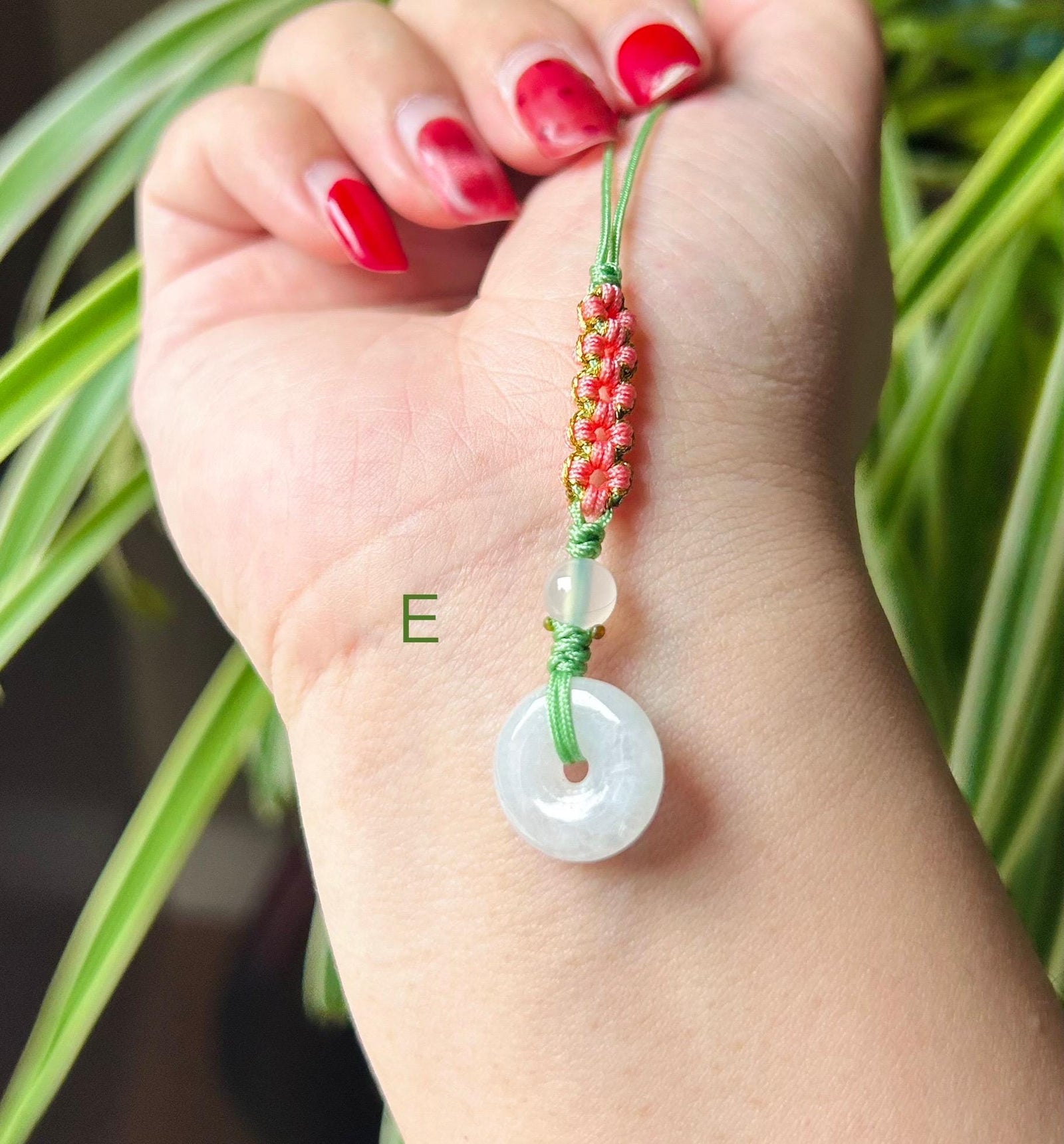 Jadeite Jade Phone Charm Handmade Jewelry Gift for Her Authentic Untreated Type A Burmese Icy Lucky Donut Chinese Knot Protection Amulet