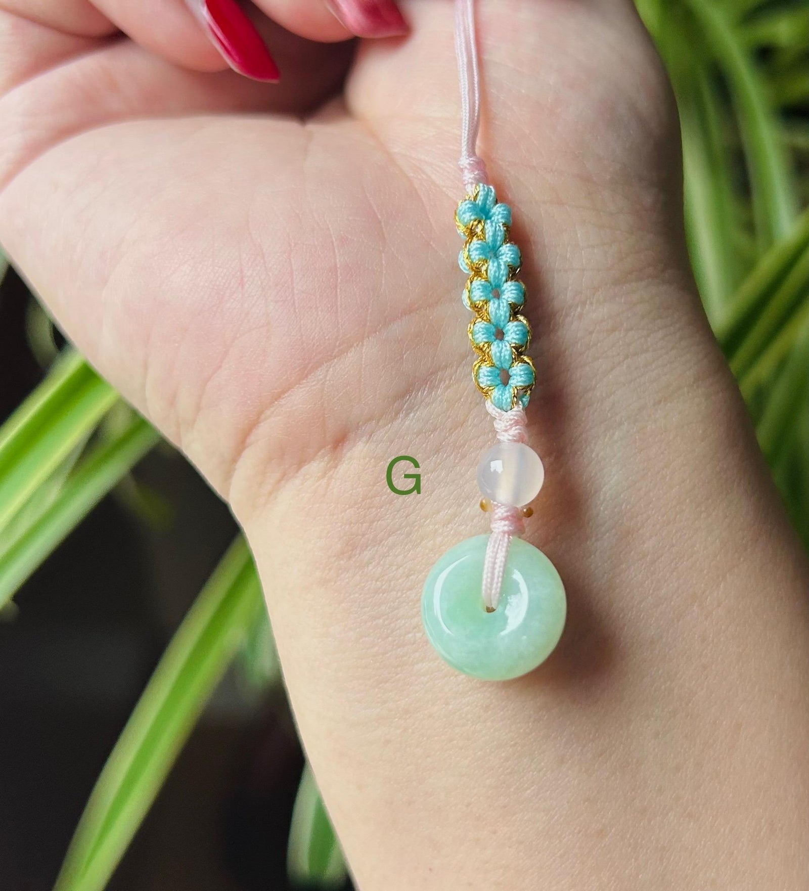 Jadeite Jade Phone Charm Handmade Jewelry Gift for Her Authentic Untreated Type A Burmese Icy Lucky Donut Chinese Knot Protection Amulet