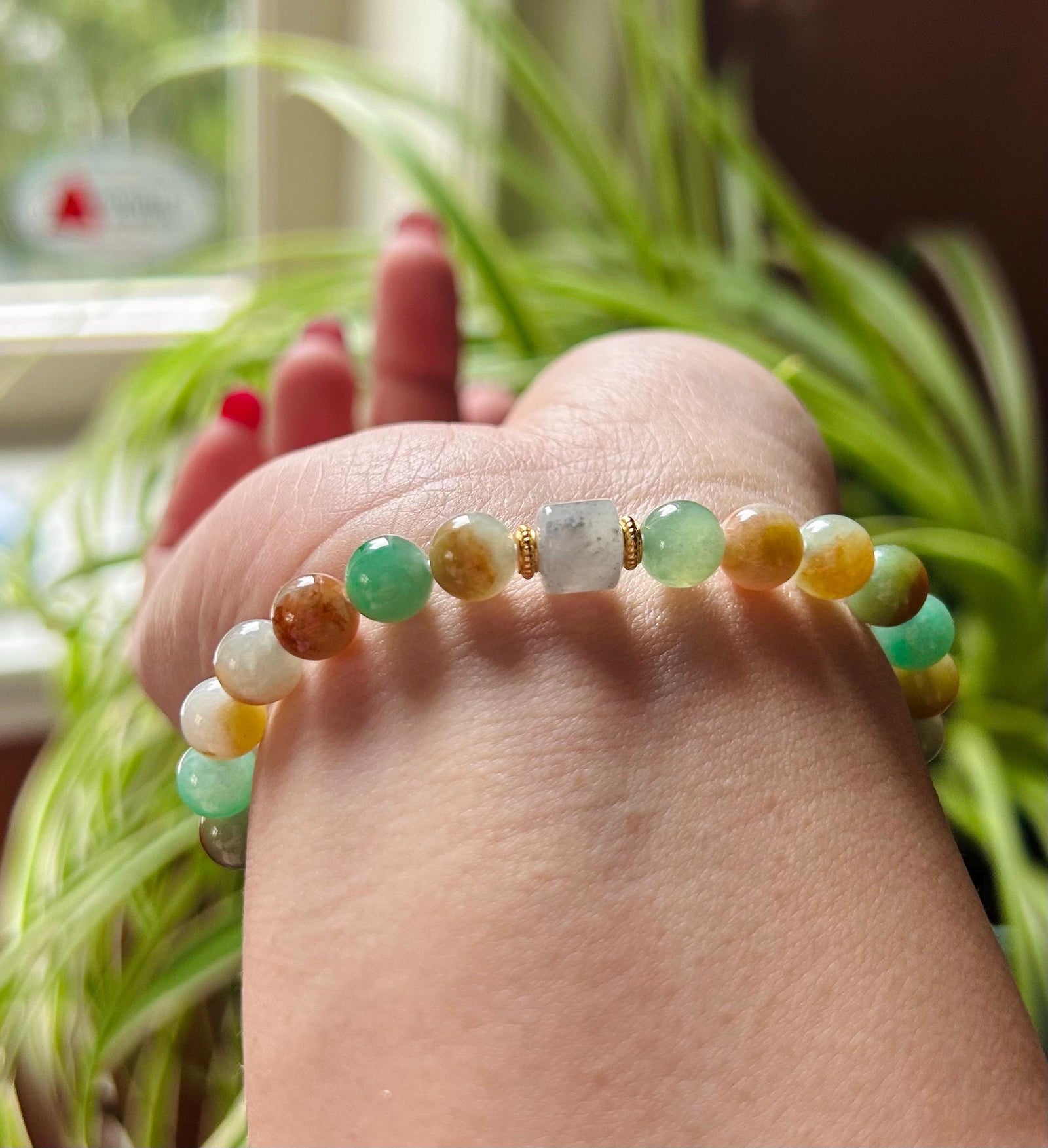 Jadeite Jade Beaded Bracelet Handmade Jewelry Gift for Her Natural Burmese Grade A Untreated Translucent Icy RARE MultiColor Jade 7mm