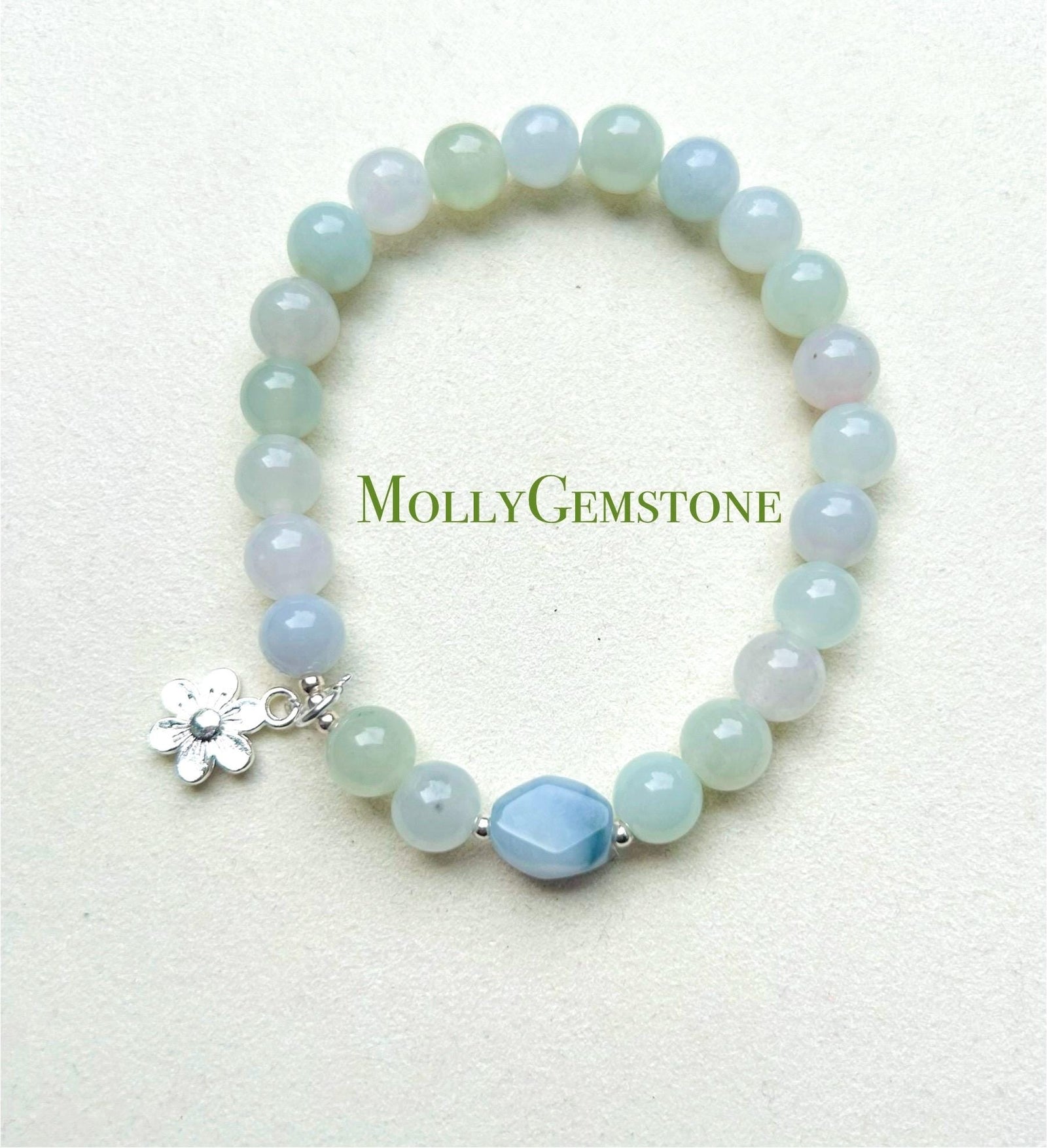 Jadeite Jade Beaded Bracelet Handmade Jewelry Gift for Her Authentic Burmese Grade A Icy Translucent Lavender Purple, Green & Blue 7.3mm