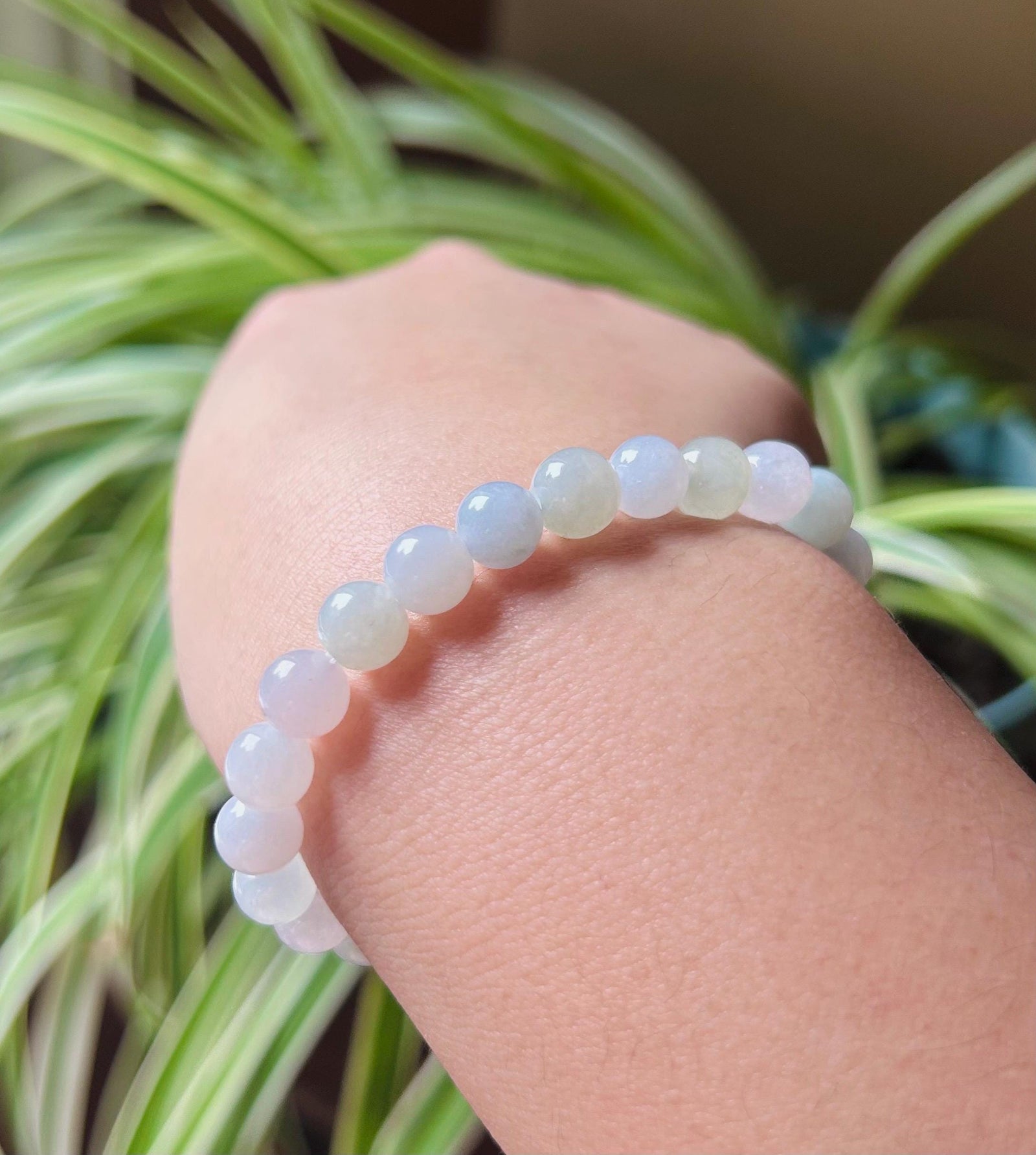 Jadeite Jade Beaded Bracelet Handmade Jewelry Gift for Her Authentic Burmese Grade A Icy Translucent Lavender Purple, Green & Blue 7.3mm