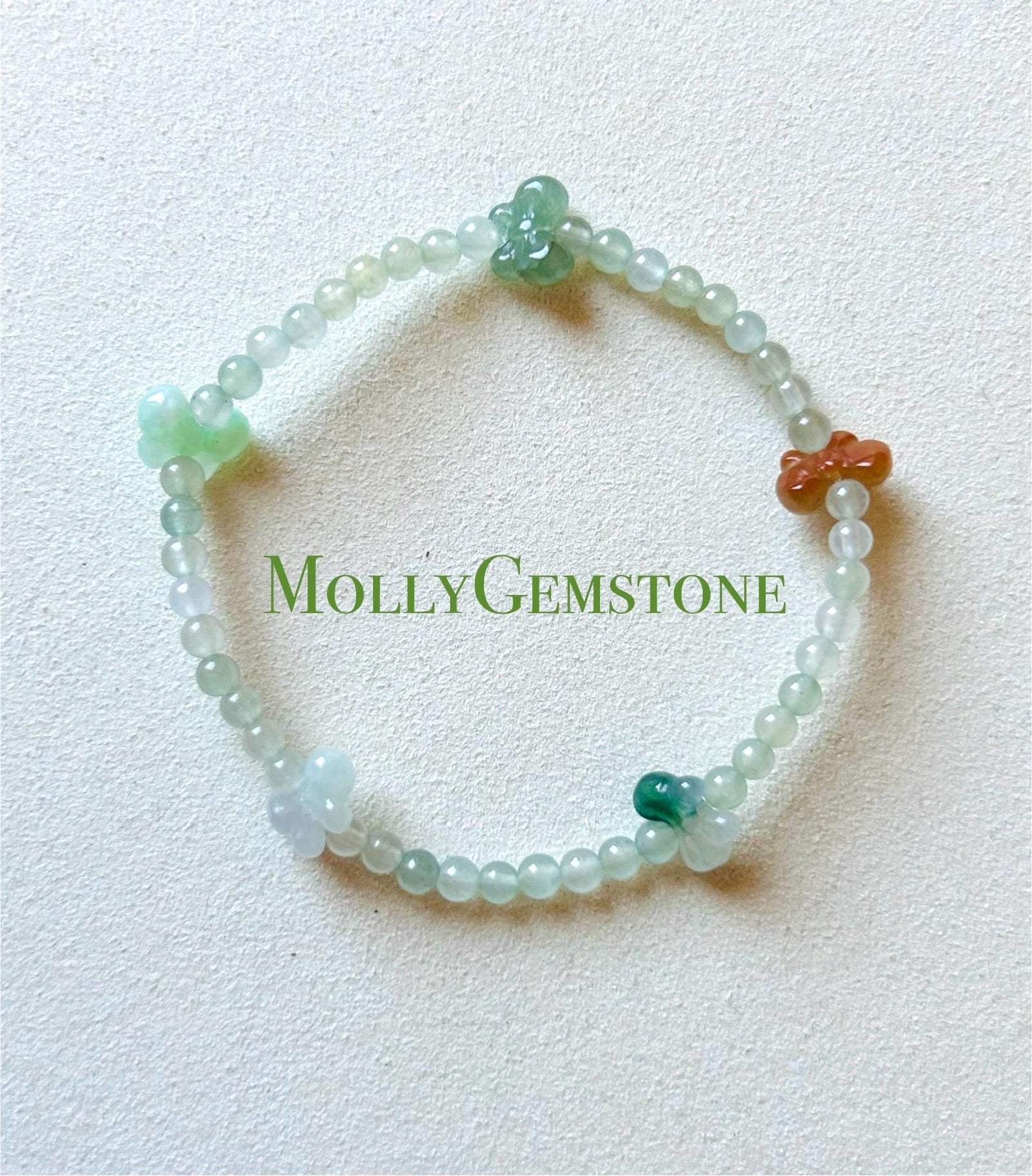 Jadeite Bracelet Jade Jewelry Gift for Her Minimalist Natural Burmese Type A Icy Multi-color Rainbow & Bowknot Highly Translucent 3.5mm Jade