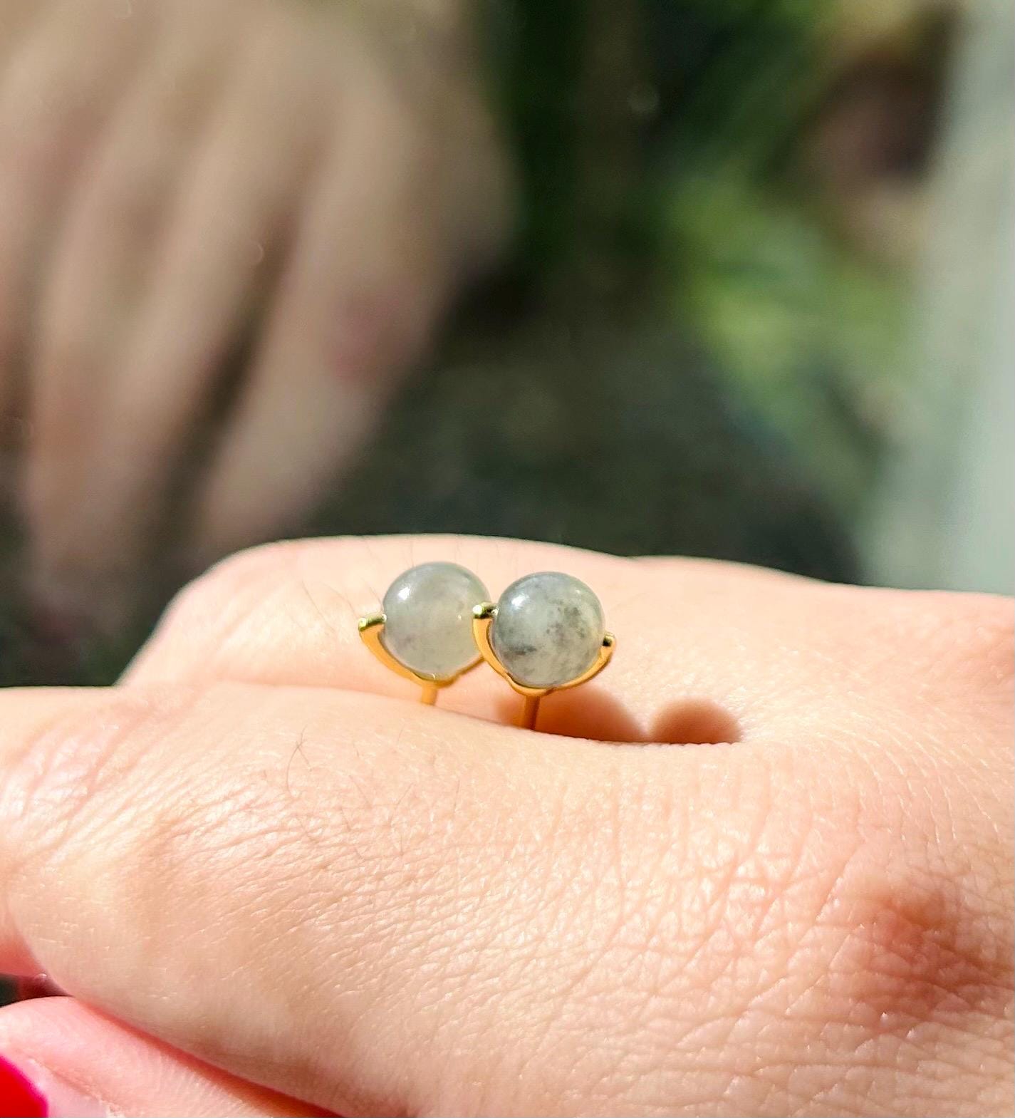 Jadeite Jade Stud Earrings Handmade Jewelry Gift for Her Natural Burmese Type A Highly Translucent Icy Jade Earrings Sterling Silver FeiCui