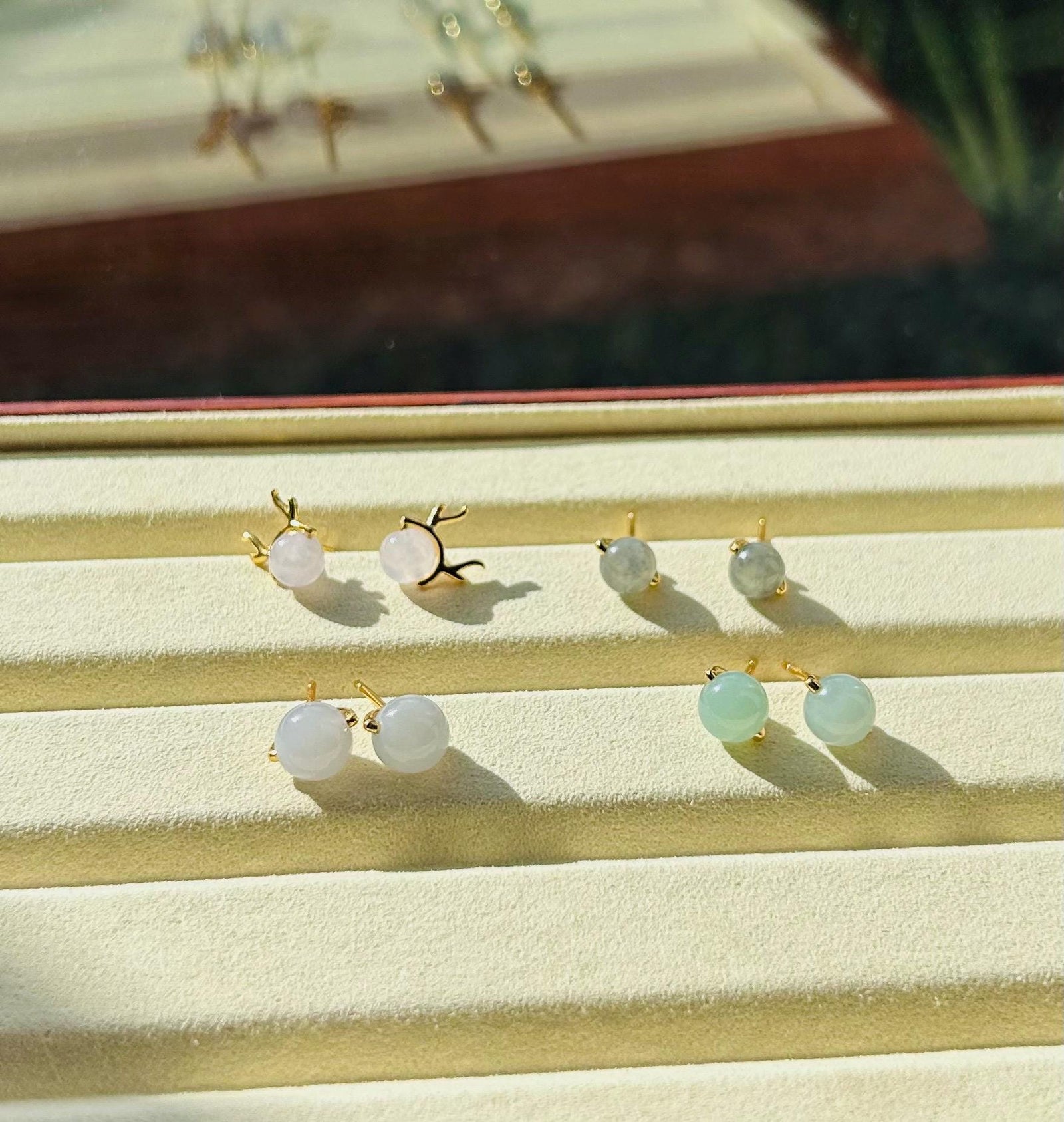 Jadeite Jade Stud Earrings Handmade Jewelry Gift for Her Natural Burmese Type A Highly Translucent Icy Jade Earrings Sterling Silver FeiCui