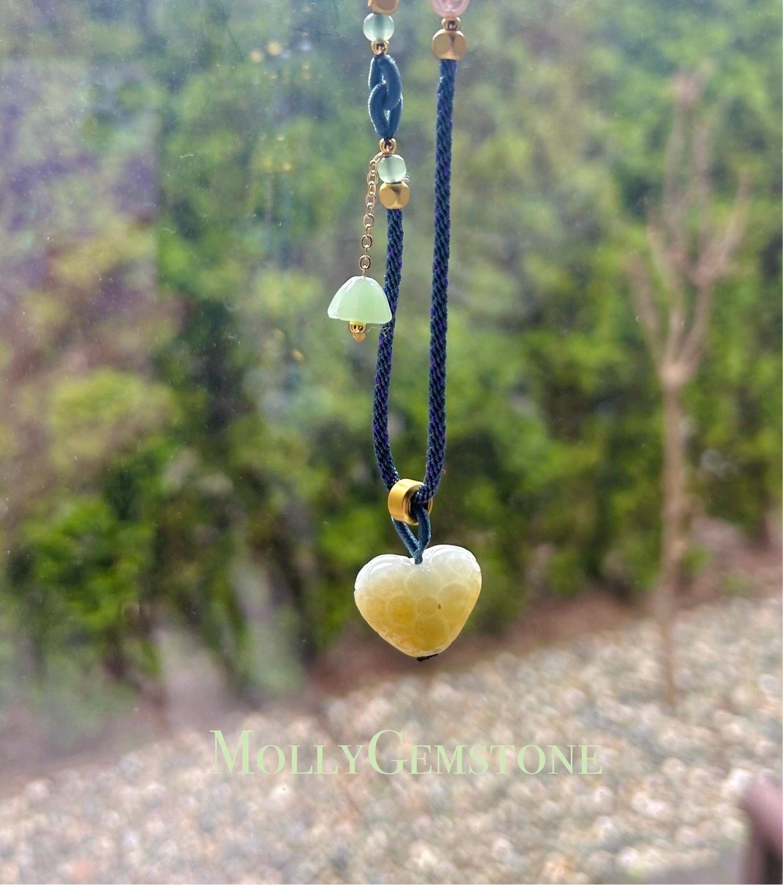 Jadeite Jade Heart Pendant Adjustable Necklace Handcrafted Gift for Her Burmese Authentic Untreated Type A Translucent Icy Yellow Jadeite