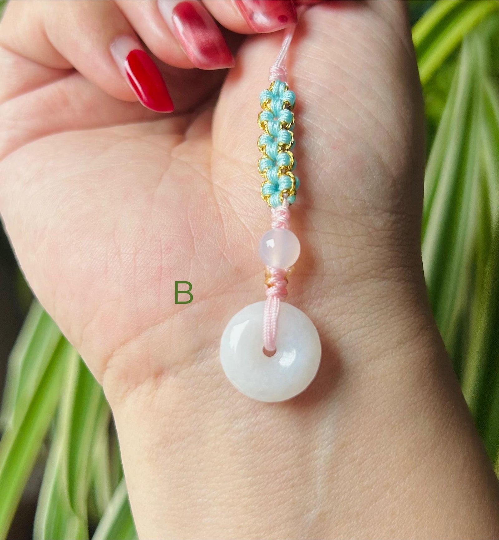 Jadeite Jade Phone Charm Handmade Jewelry Gift for Her Authentic Untreated Type A Burmese Icy Lucky Donut Chinese Knot Protection Amulet