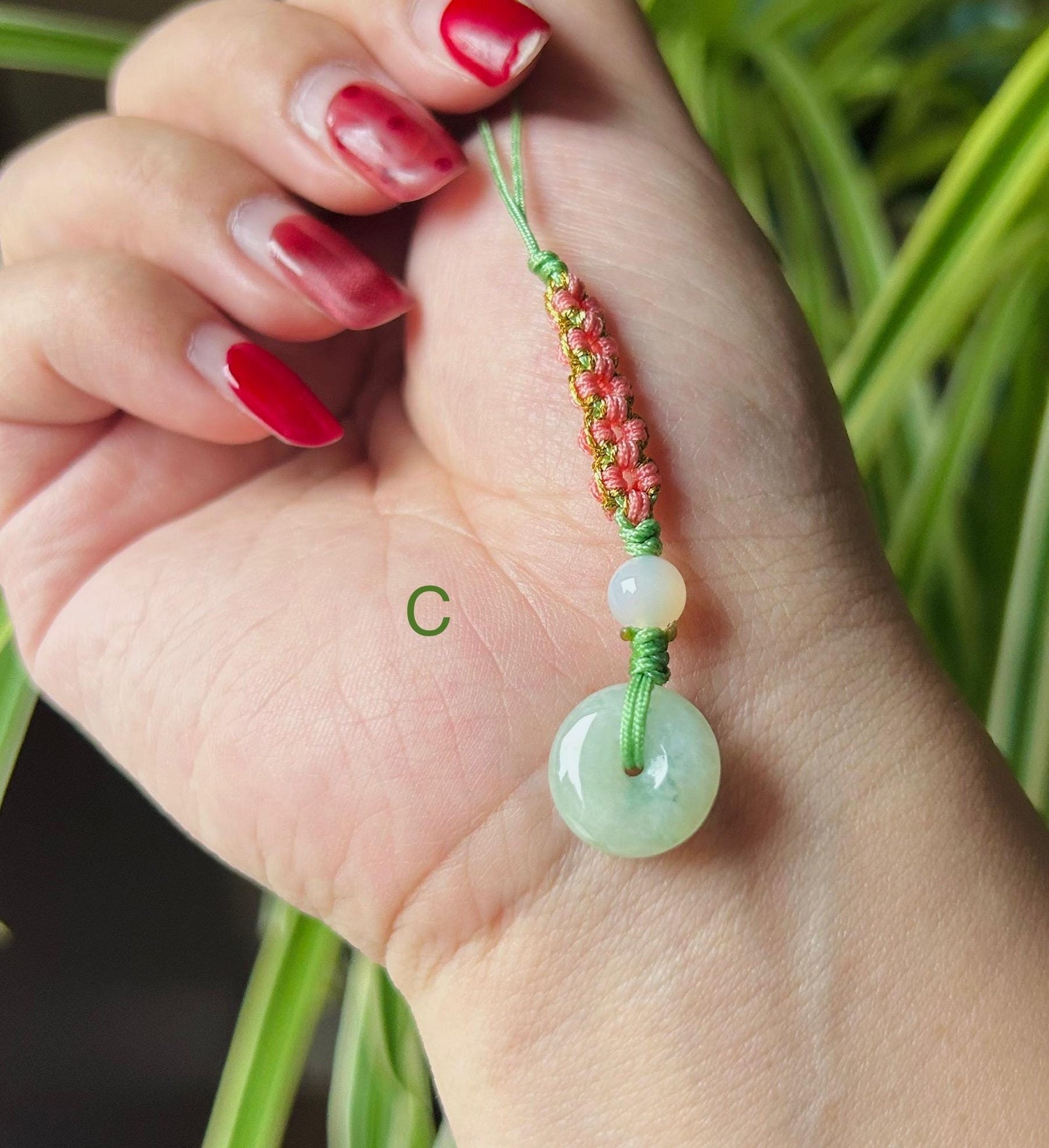 Jadeite Jade Phone Charm Handmade Jewelry Gift for Her Authentic Untreated Type A Burmese Icy Lucky Donut Chinese Knot Protection Amulet