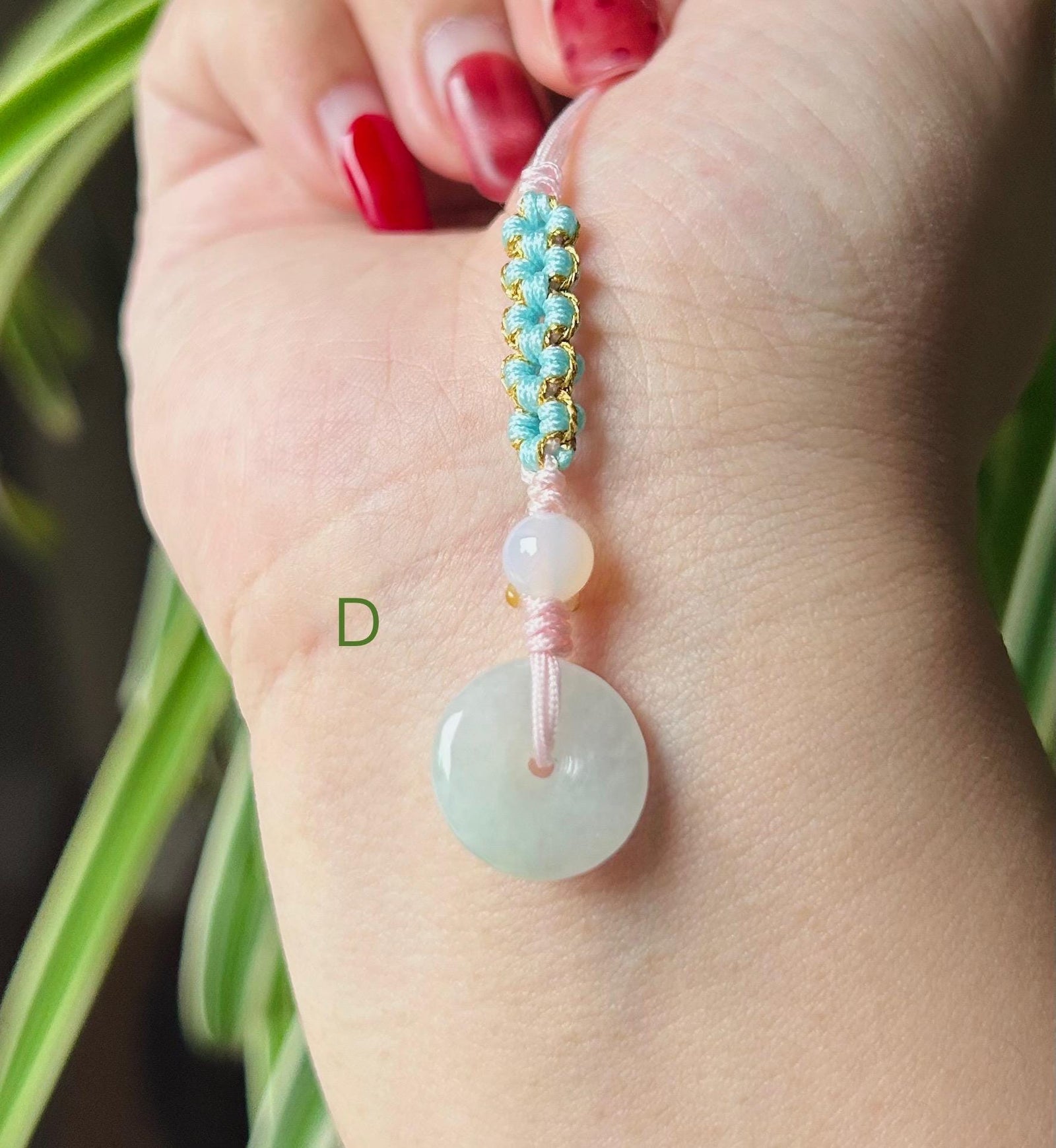 Jadeite Jade Phone Charm Handmade Jewelry Gift for Her Authentic Untreated Type A Burmese Icy Lucky Donut Chinese Knot Protection Amulet