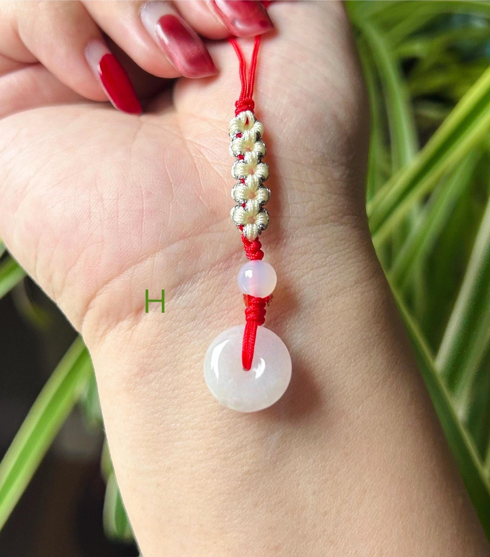 Jadeite Jade Phone Charm Handmade Jewelry Gift for Her Authentic Untreated Type A Burmese Icy Lucky Donut Chinese Knot Protection Amulet