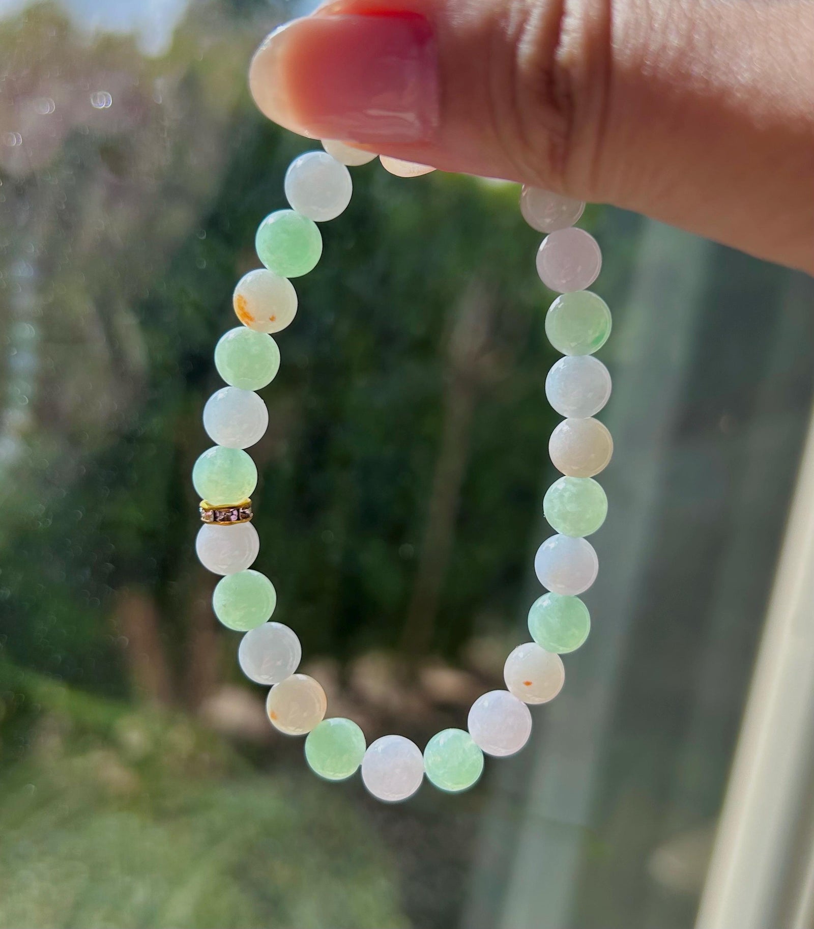 Jadeite Jade Beaded Bracelet Handmade Jewelry Gift for Her Natural Untreated Burmese Type A Icy Translucent Multi-color Jadeite 7.1mm FeiCui