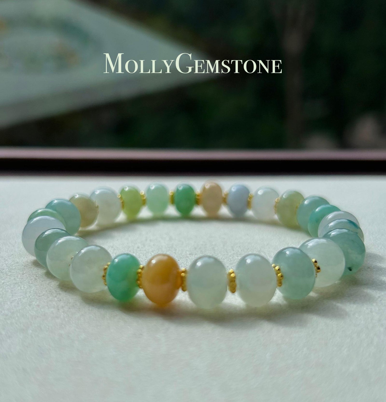 Jadeite Jade Beaded Bracelet Jewelry Natural Burmese Type A Icy Highly Translucent Jadeite Multi-color Candy Color 8.5mm Drum Bead Jade Gift