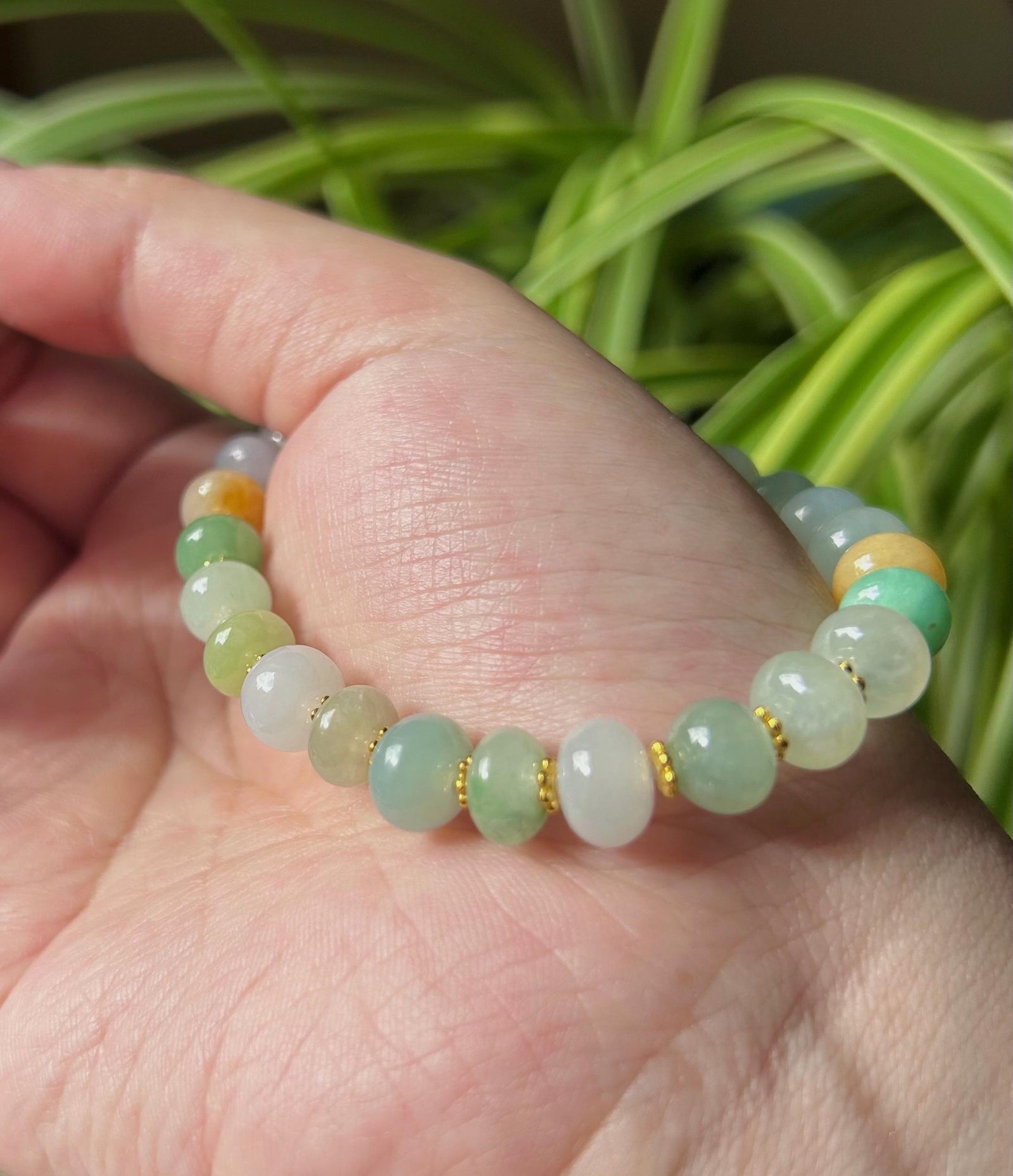 Jadeite Jade Beaded Bracelet Jewelry Natural Burmese Type A Icy Highly Translucent Jadeite Multi-color Candy Color 8.5mm Drum Bead Jade Gift