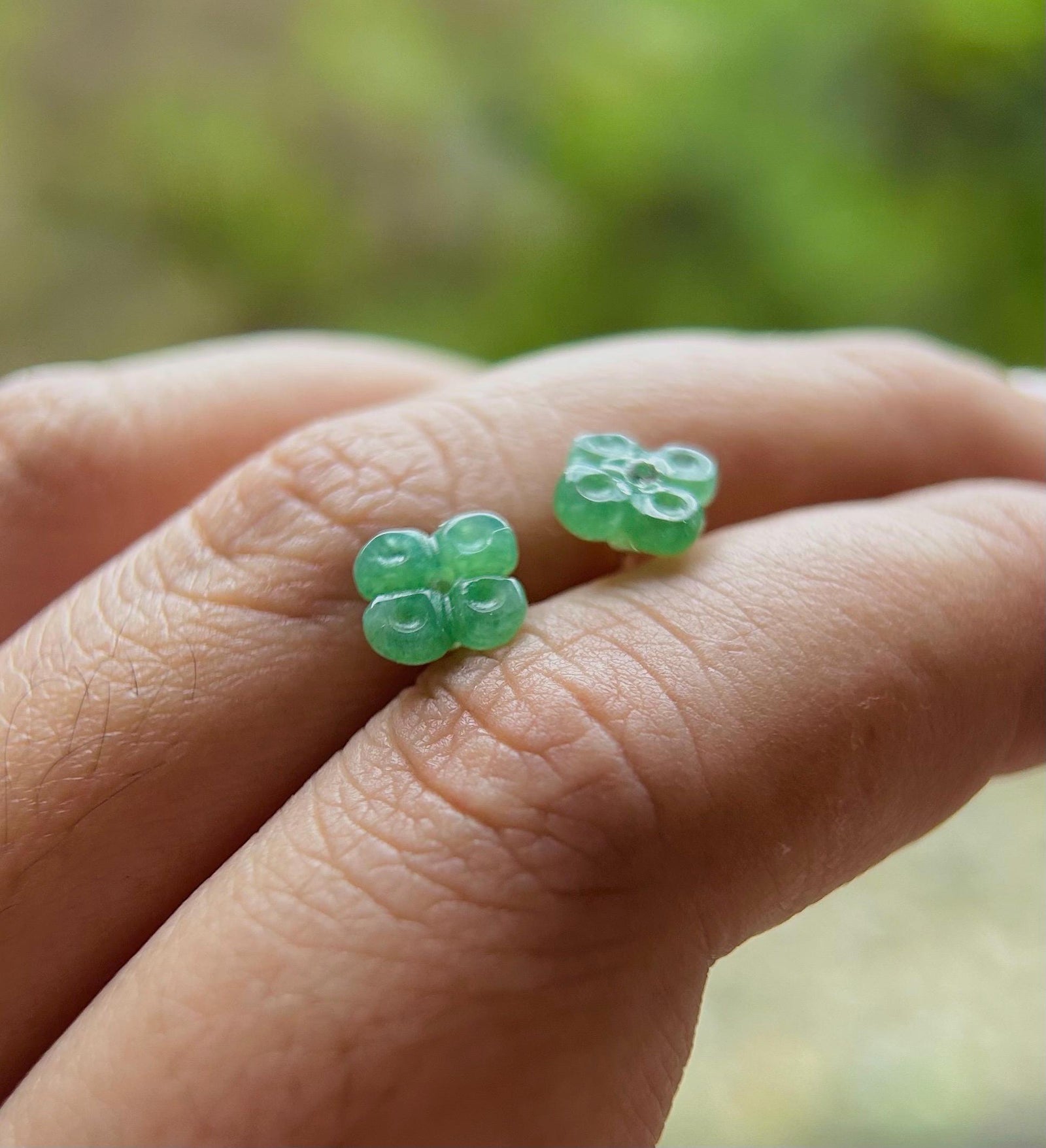 Jadeite Jade Flower Stud Earrings Handmade Jewelry Gift for Her Natural Burmese Type A Highly Translucent Icy Jade Earrings Sterling Silver